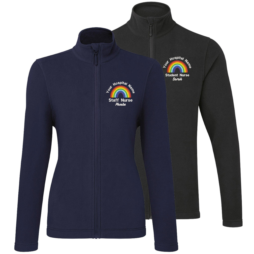 Embroidered Personalised Rainbow Microfleece Custom Uniform Hospital Staff Name Department Student Nurse Fleece