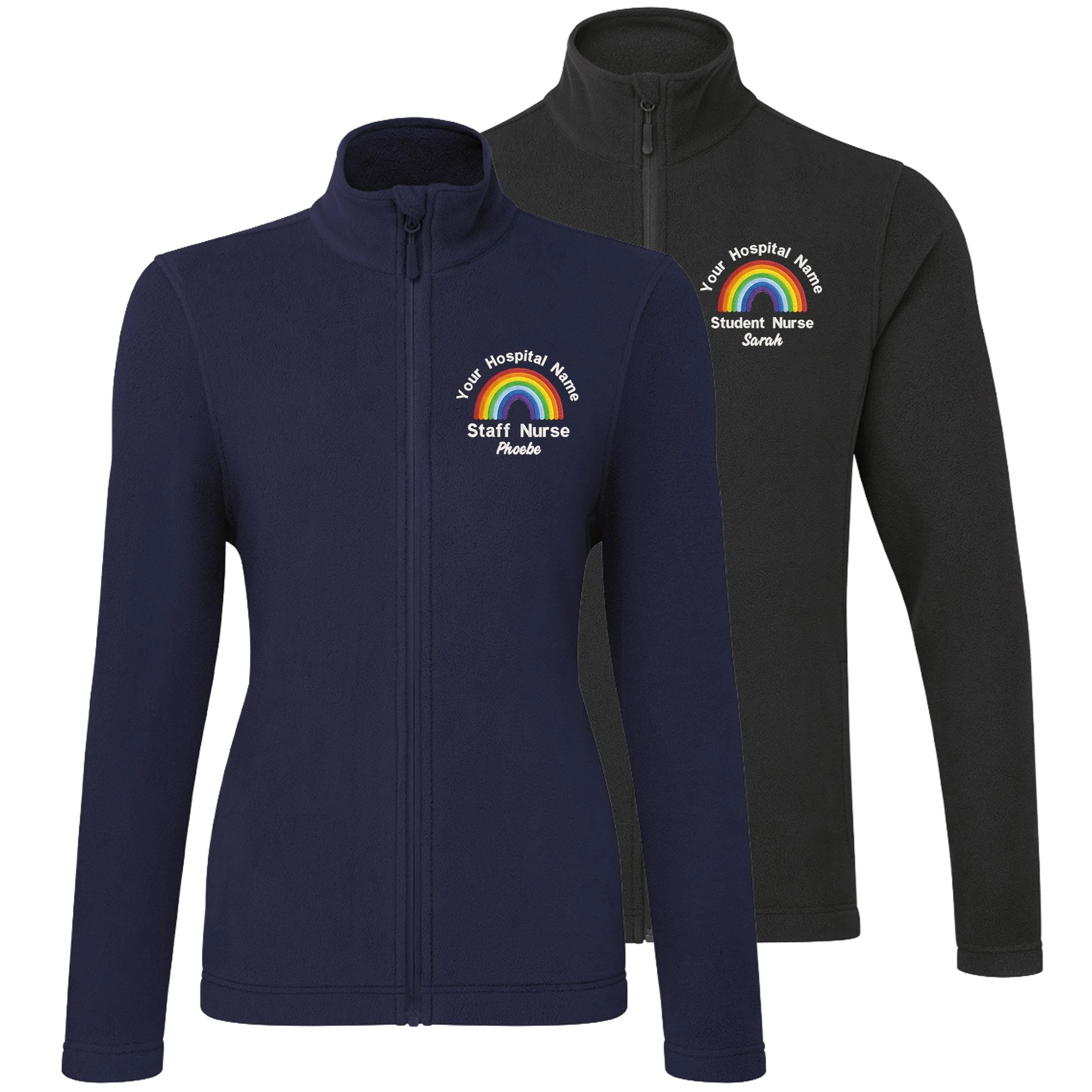 Embroidered Personalised Rainbow Microfleece Custom Uniform Hospital Staff Name Department Student Nurse Fleece