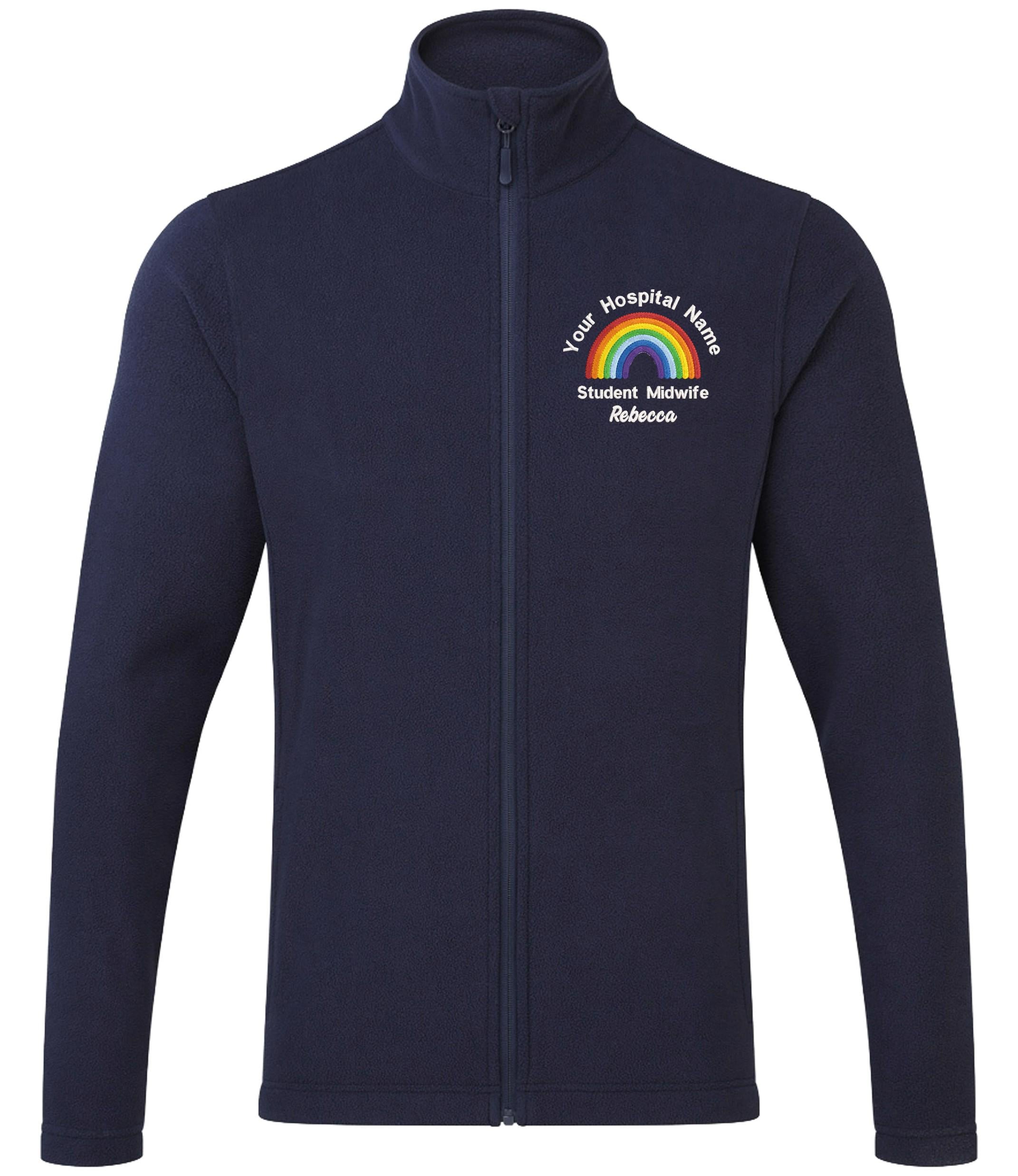 Embroidered Personalised Rainbow Microfleece Custom Uniform Hospital Staff Name Department Student Nurse Fleece