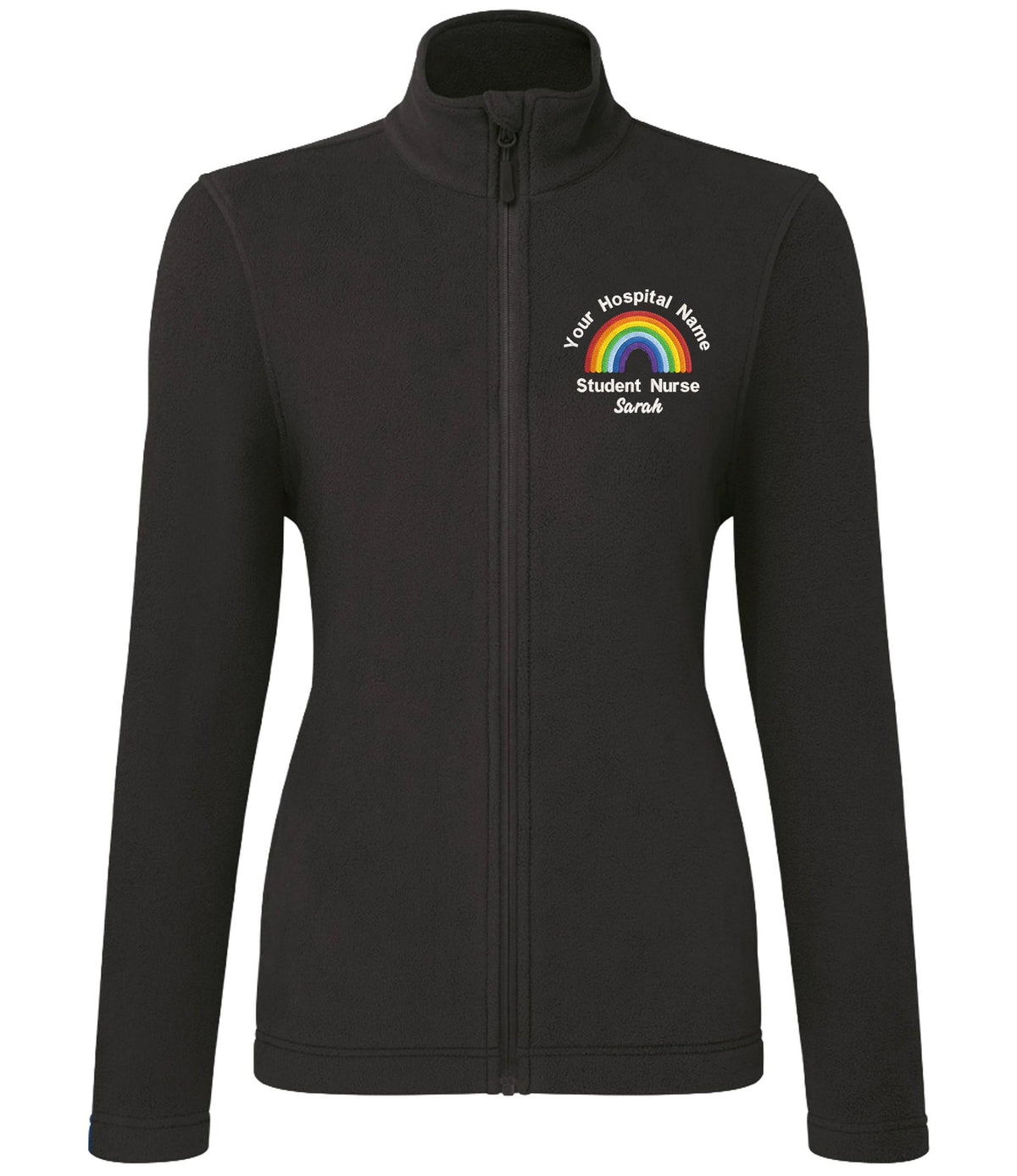 Embroidered Personalised Rainbow Microfleece Custom Uniform Hospital Staff Name Department Student Nurse Fleece