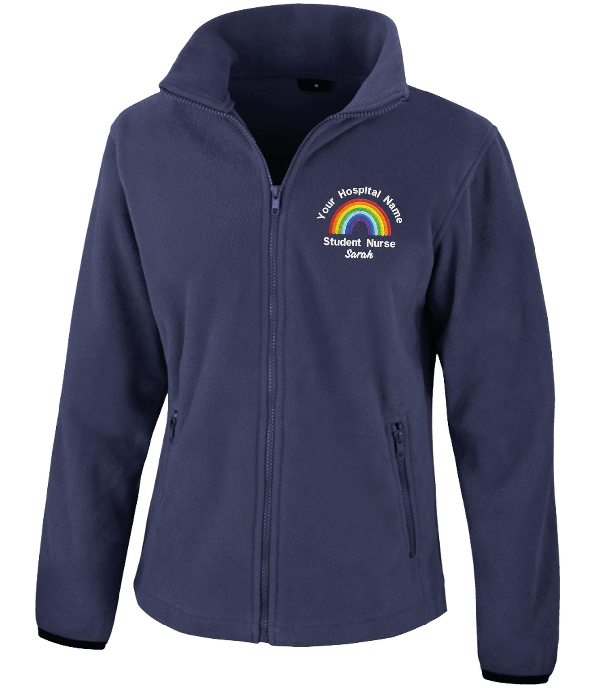 Embroidered Personalised Rainbow Fleece Custom Uniform Hospital Staff Name Department Student Nurse Jacket