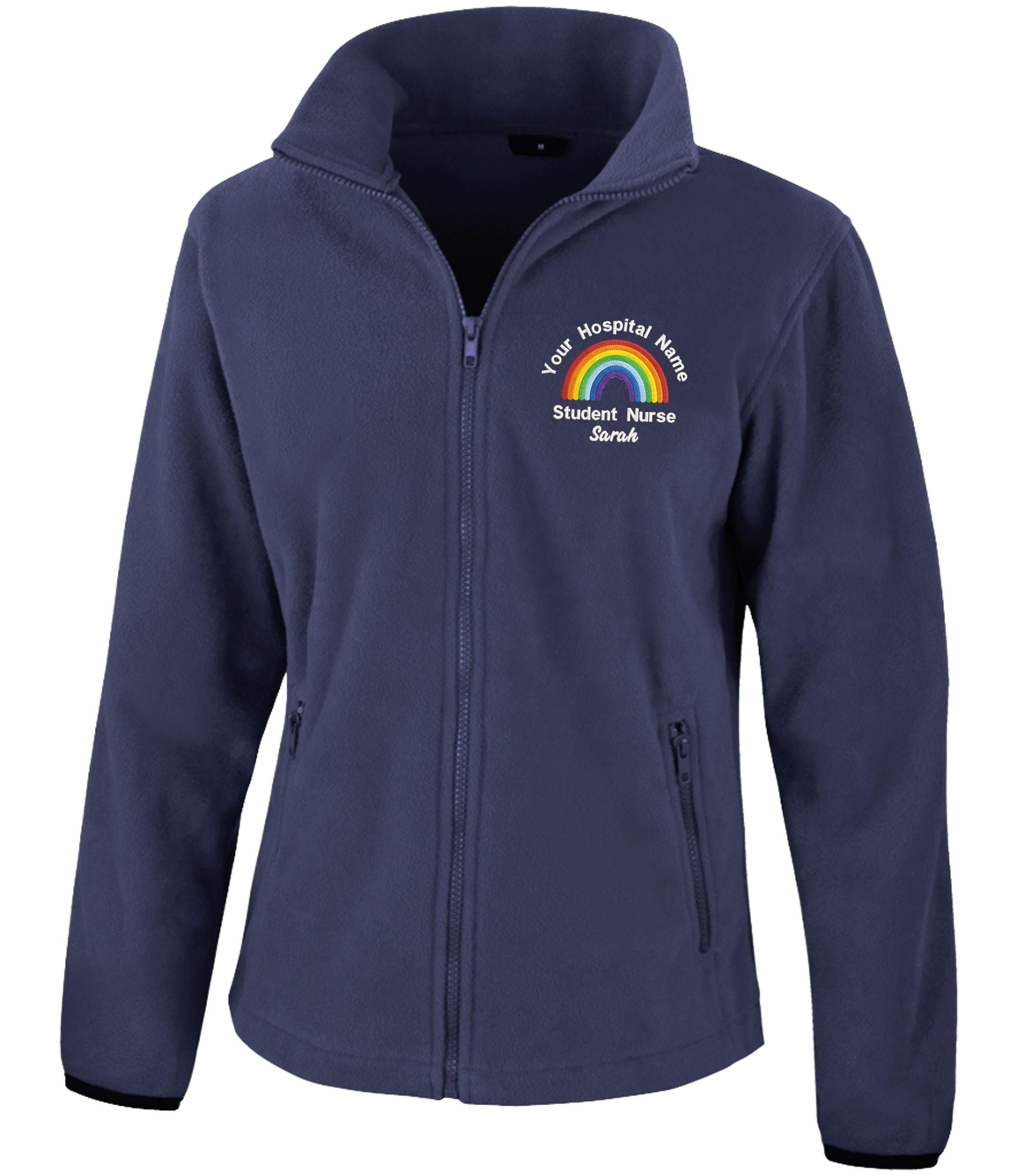 Embroidered Personalised Rainbow Fleece Custom Uniform Hospital Staff Name Department Student Nurse Jacket