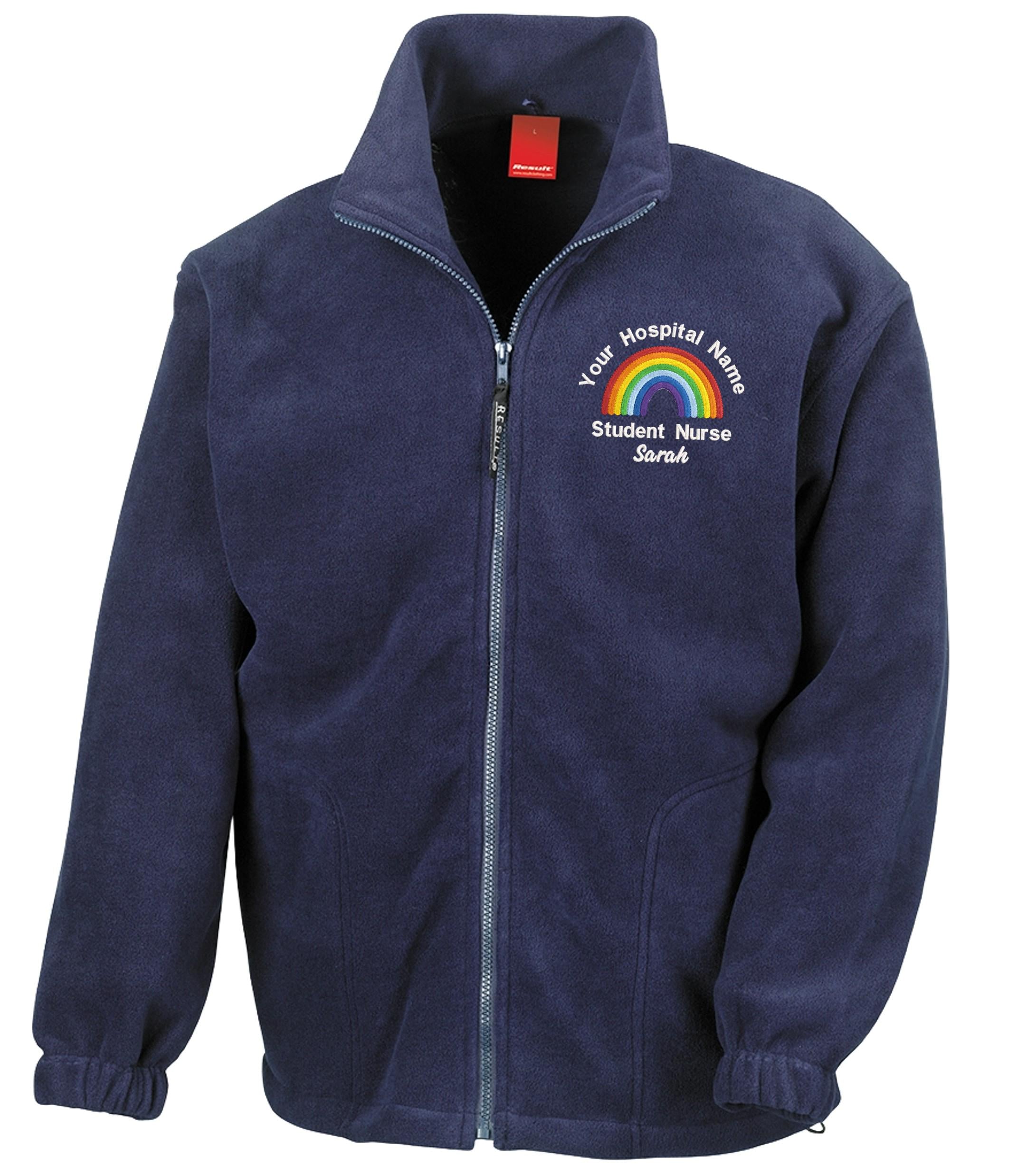Embroidered Personalised Rainbow Heavyweight Fleece Custom Uniform Hospital Staff Name Department Student Nurse Jacket