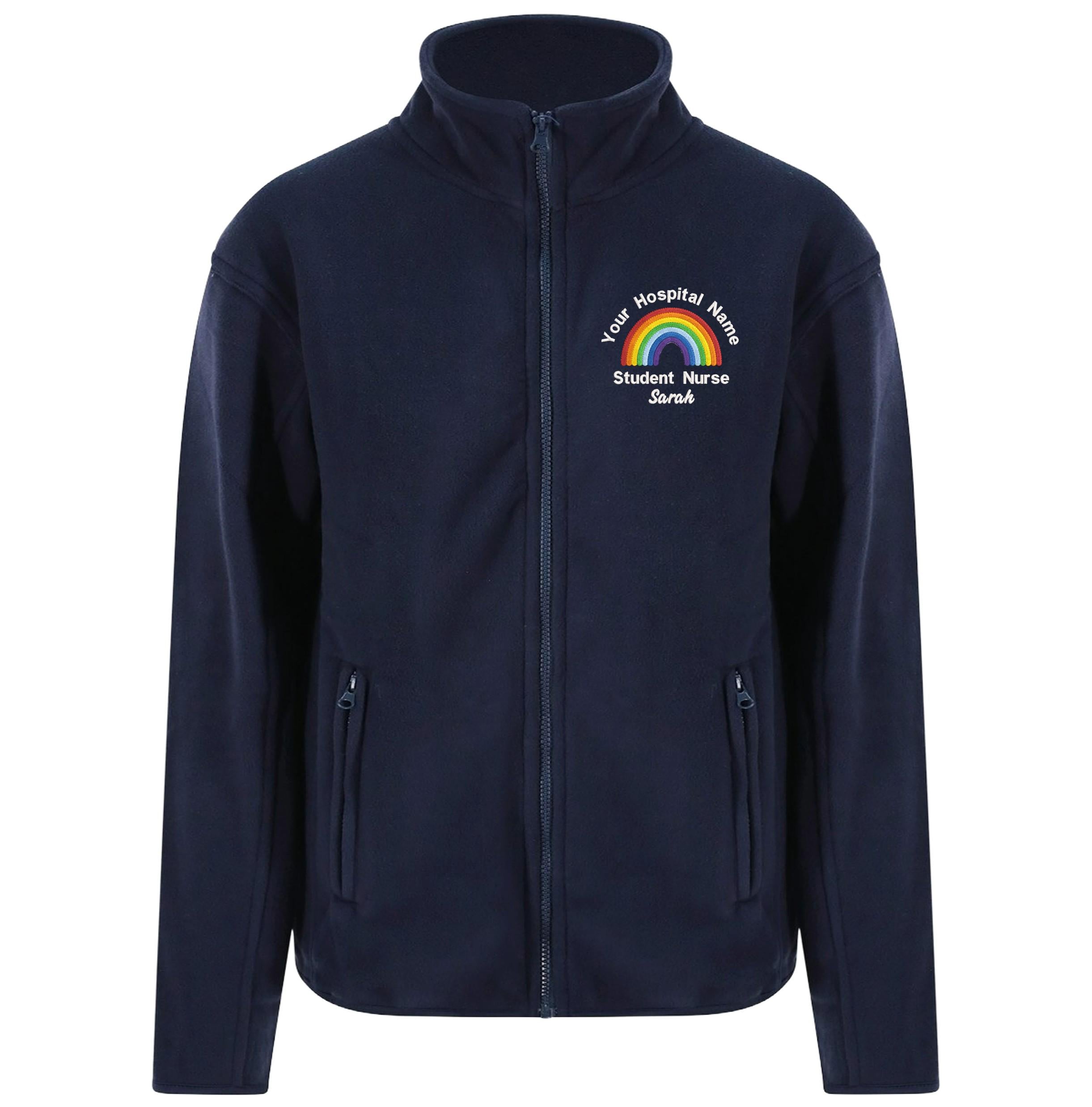 Embroidered Personalised Rainbow Microfleece Custom Uniform Hospital Staff Name Department Student Nurse Fleece