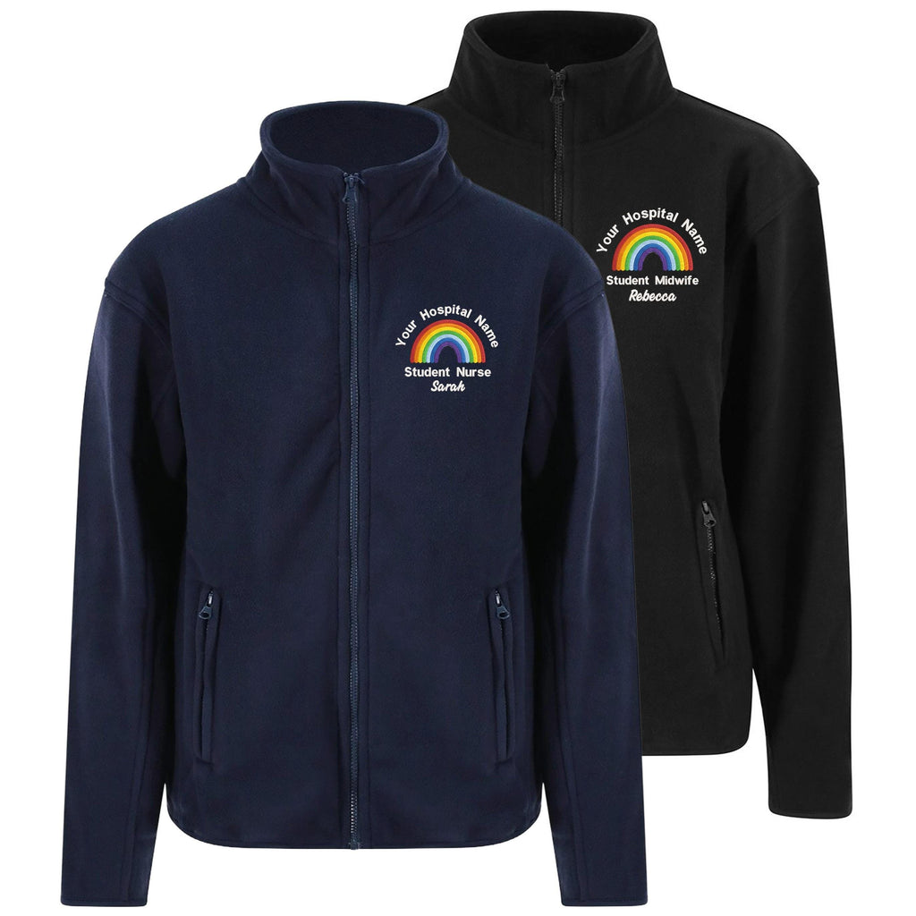 Embroidered Personalised Rainbow Microfleece Custom Uniform Hospital Staff Name Department Student Nurse Fleece