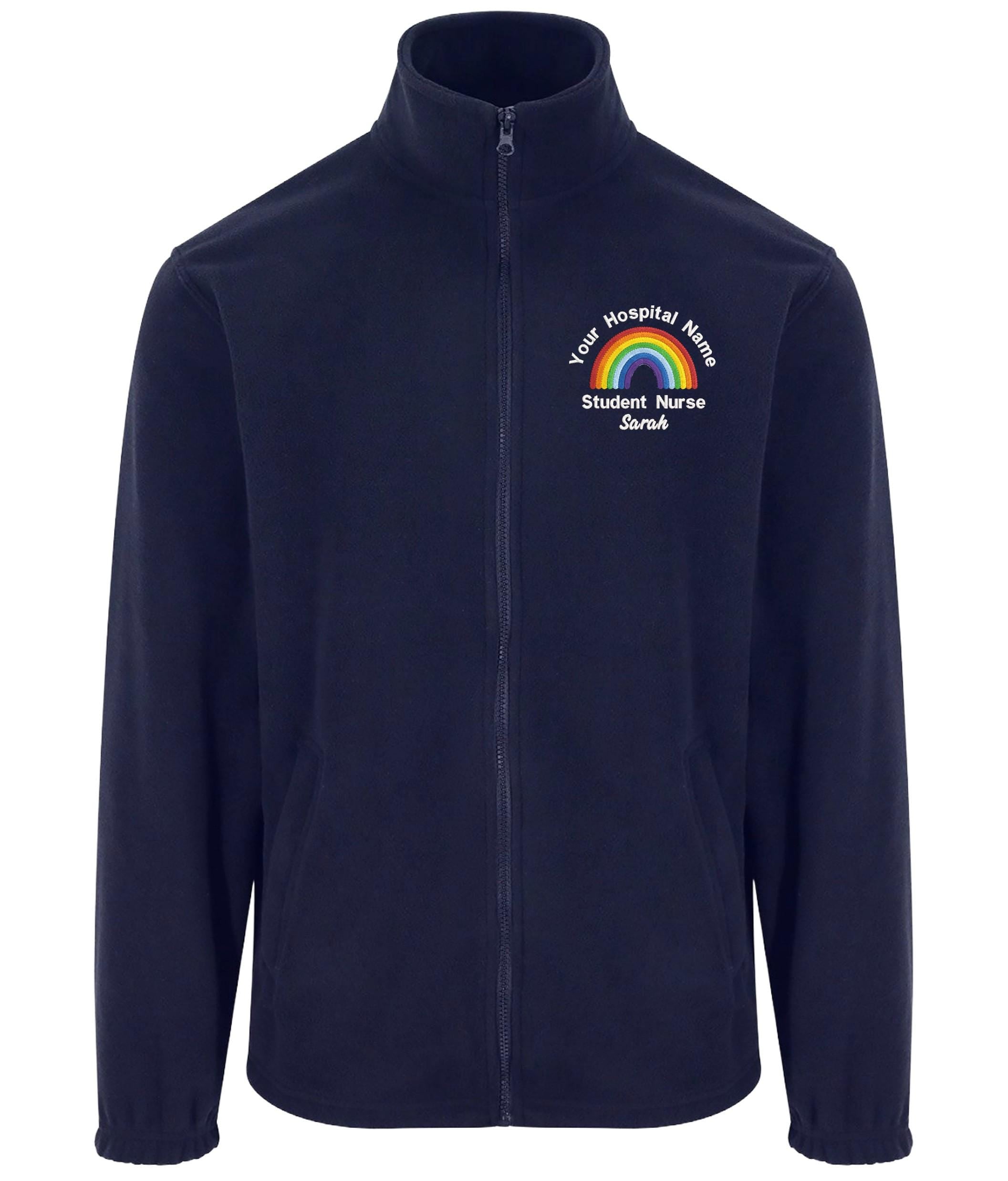Embroidered Personalised Rainbow Fleece Custom Uniform Hospital Staff Name Department Student Nurse Jacket