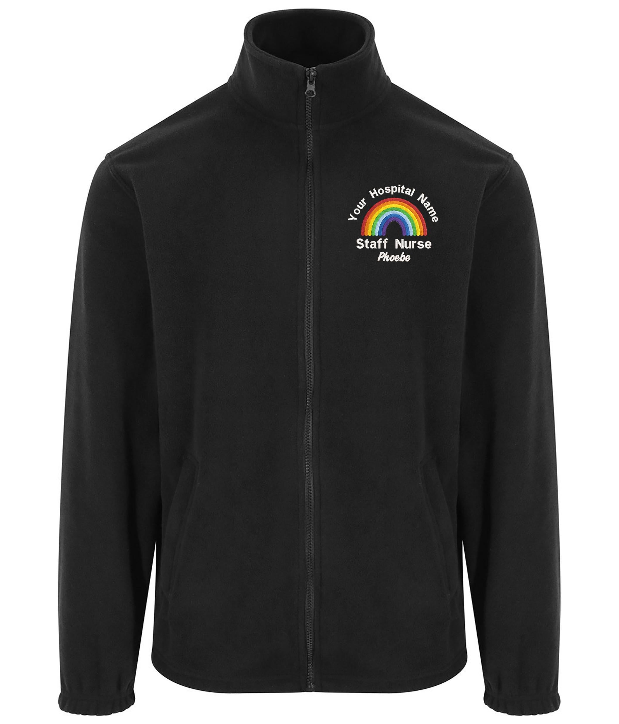 Embroidered Personalised Rainbow Fleece Custom Uniform Hospital Staff Name Department Student Nurse Jacket