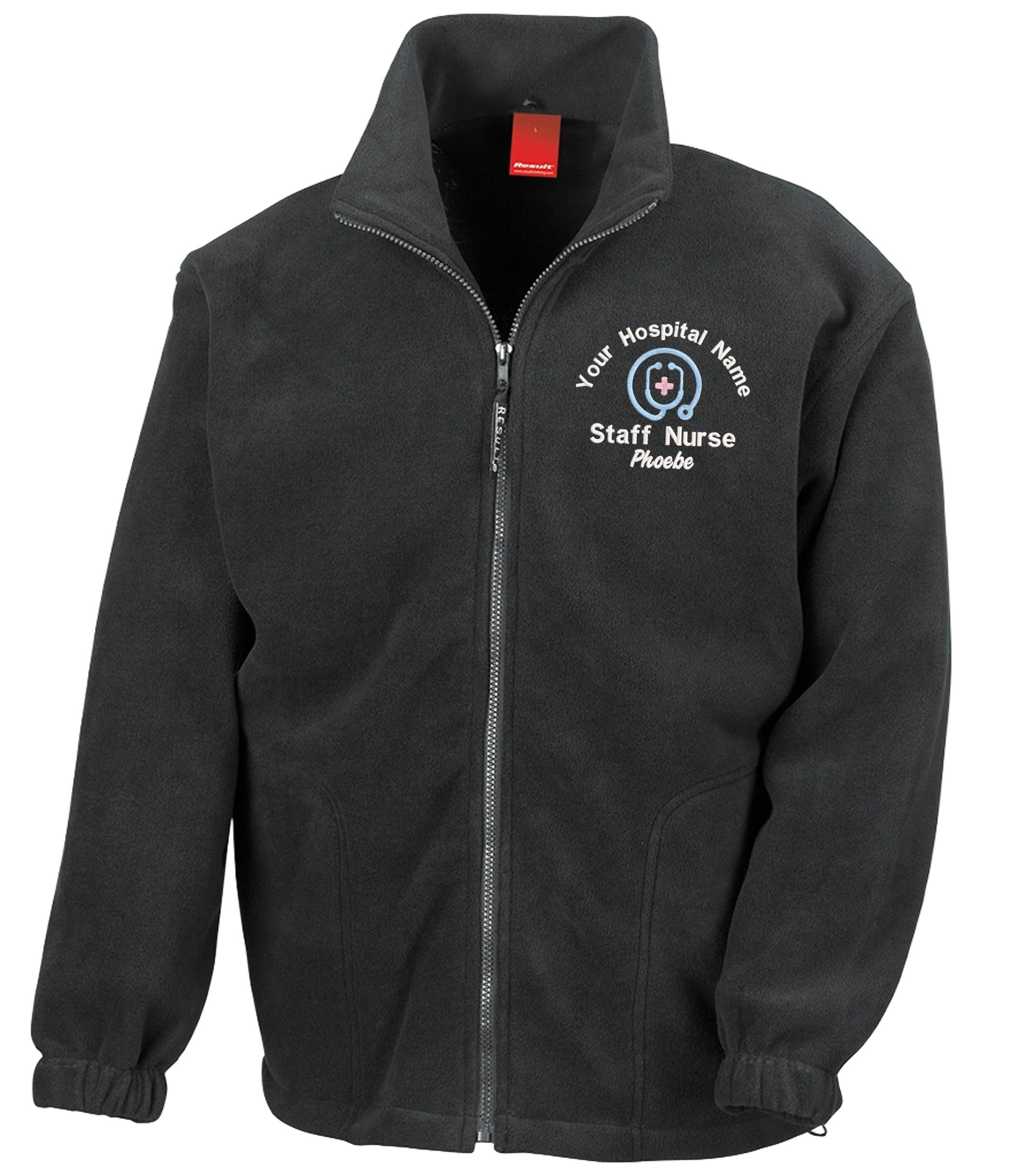 Embroidered Personalised Heavyweight Fleece Custom Uniform Hospital Staff Name Department Student Nurse Jacket
