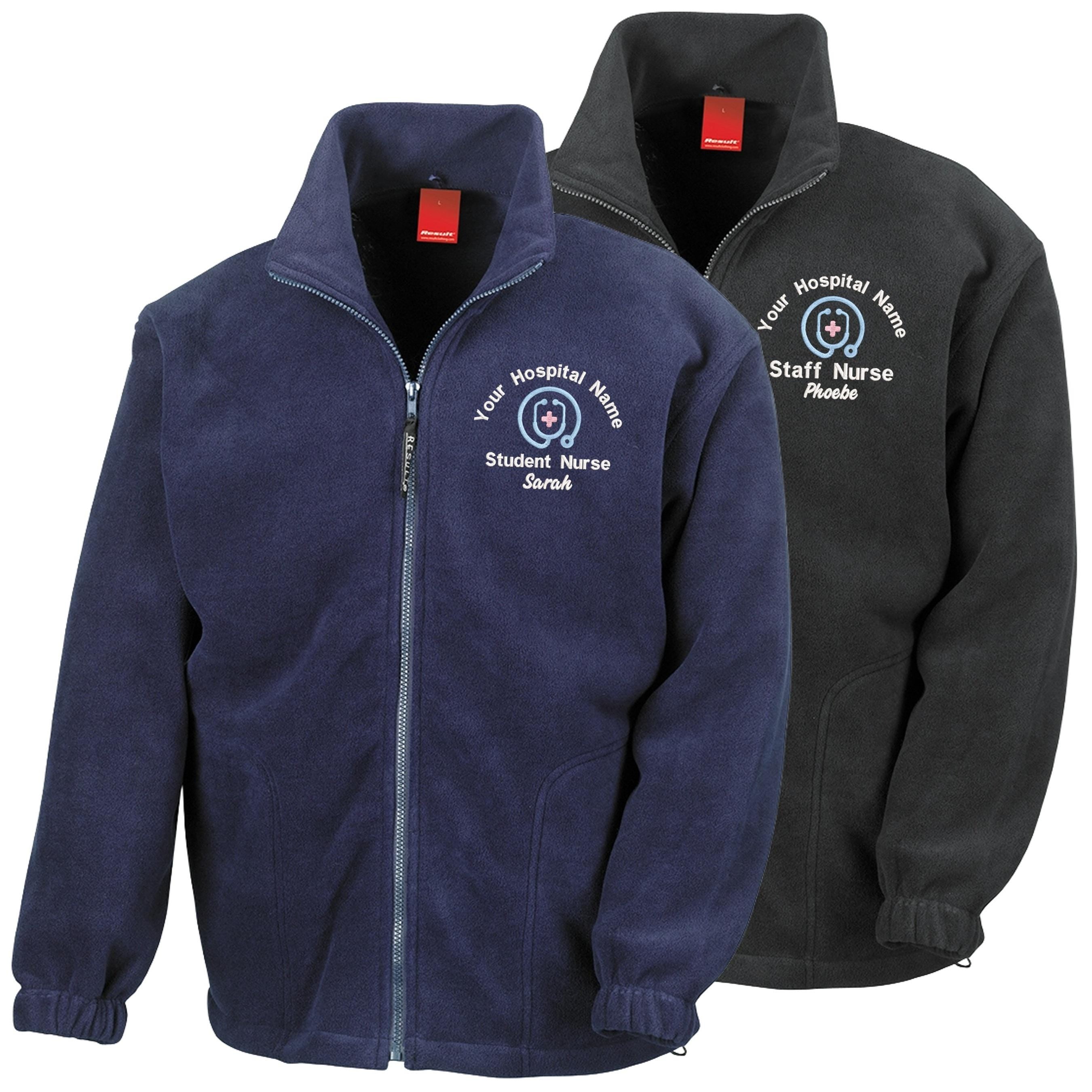 Embroidered Personalised Heavyweight Fleece Custom Uniform Hospital Staff Name Department Student Nurse Jacket