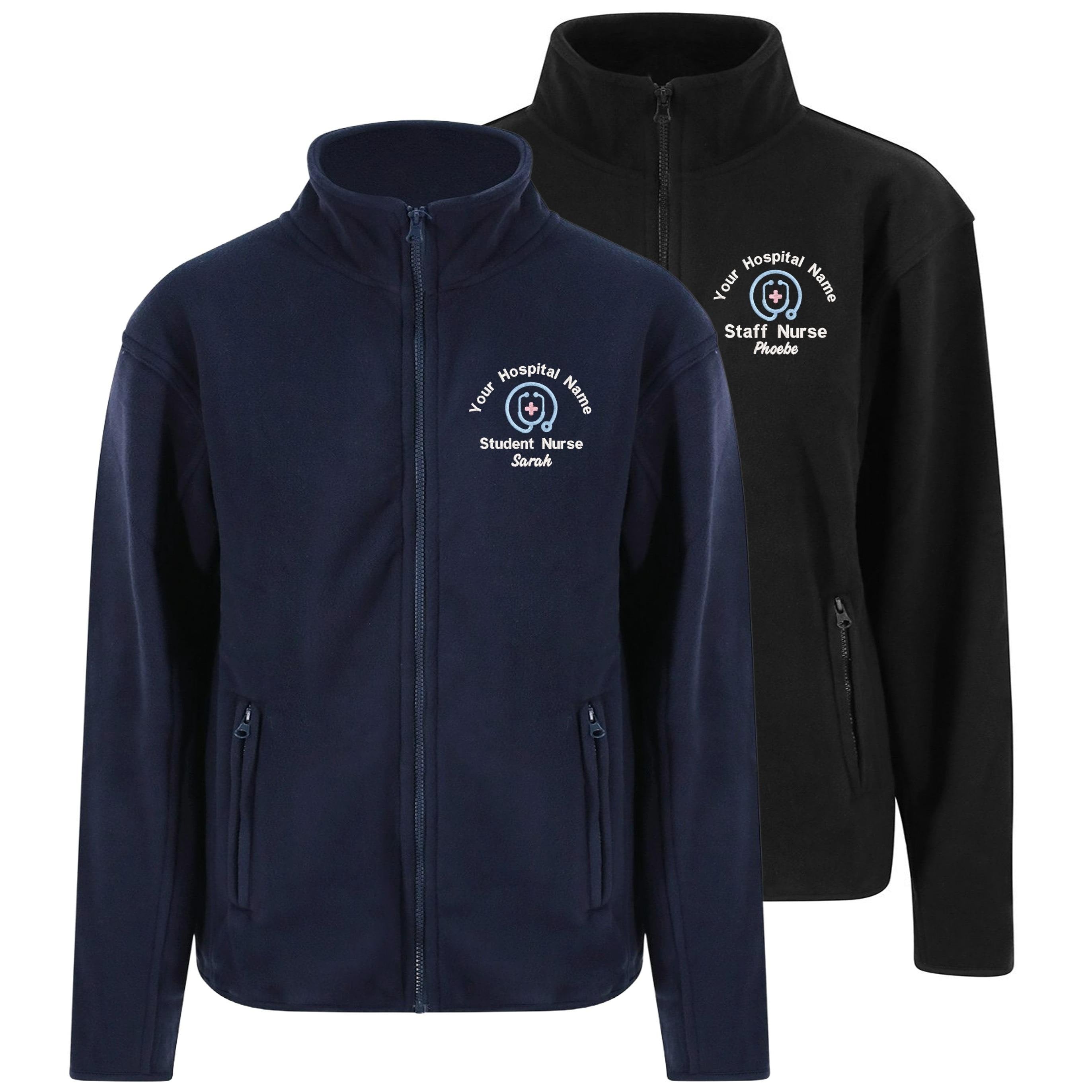 Embroidered Personalised Microfleece Custom Uniform Hospital Staff Name Department Student Nurse Fleece