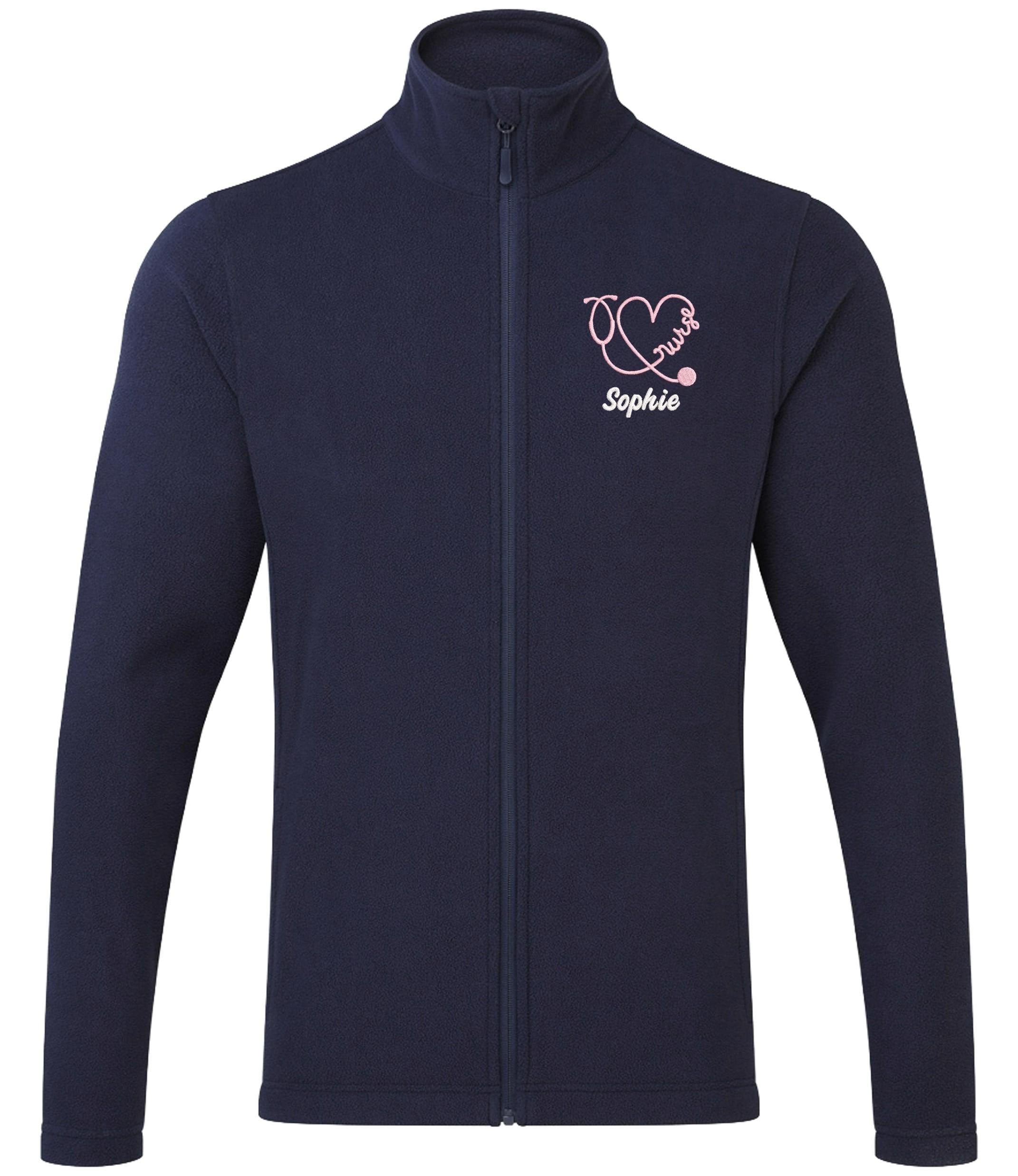 Embroidered Personalised Nurse Microfleece Custom Name Hospital Staff Uniform Fleece Jacket