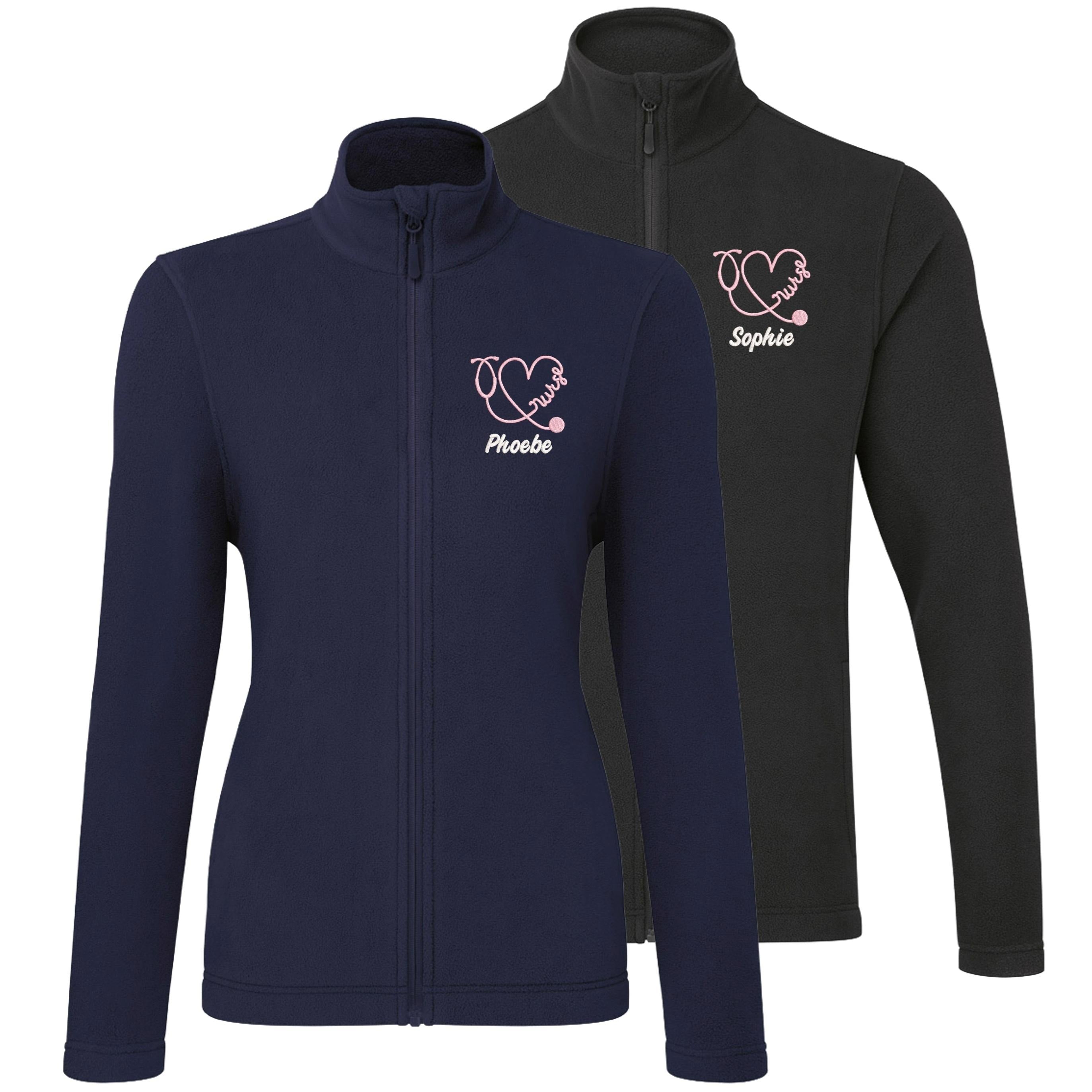 Embroidered Personalised Nurse Microfleece Custom Name Hospital Staff Uniform Fleece Jacket