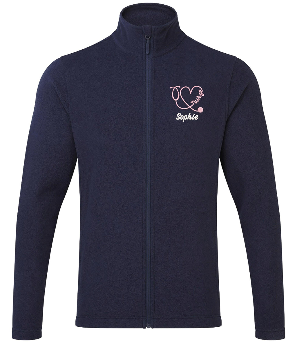 Embroidered Personalised Nurse Microfleece Custom Name Hospital Staff Uniform Fleece Jacket