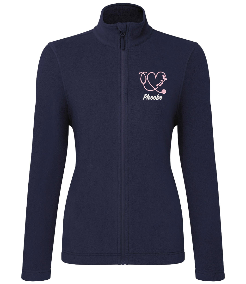 Embroidered Personalised Nurse Microfleece Custom Name Hospital Staff Uniform Fleece Jacket