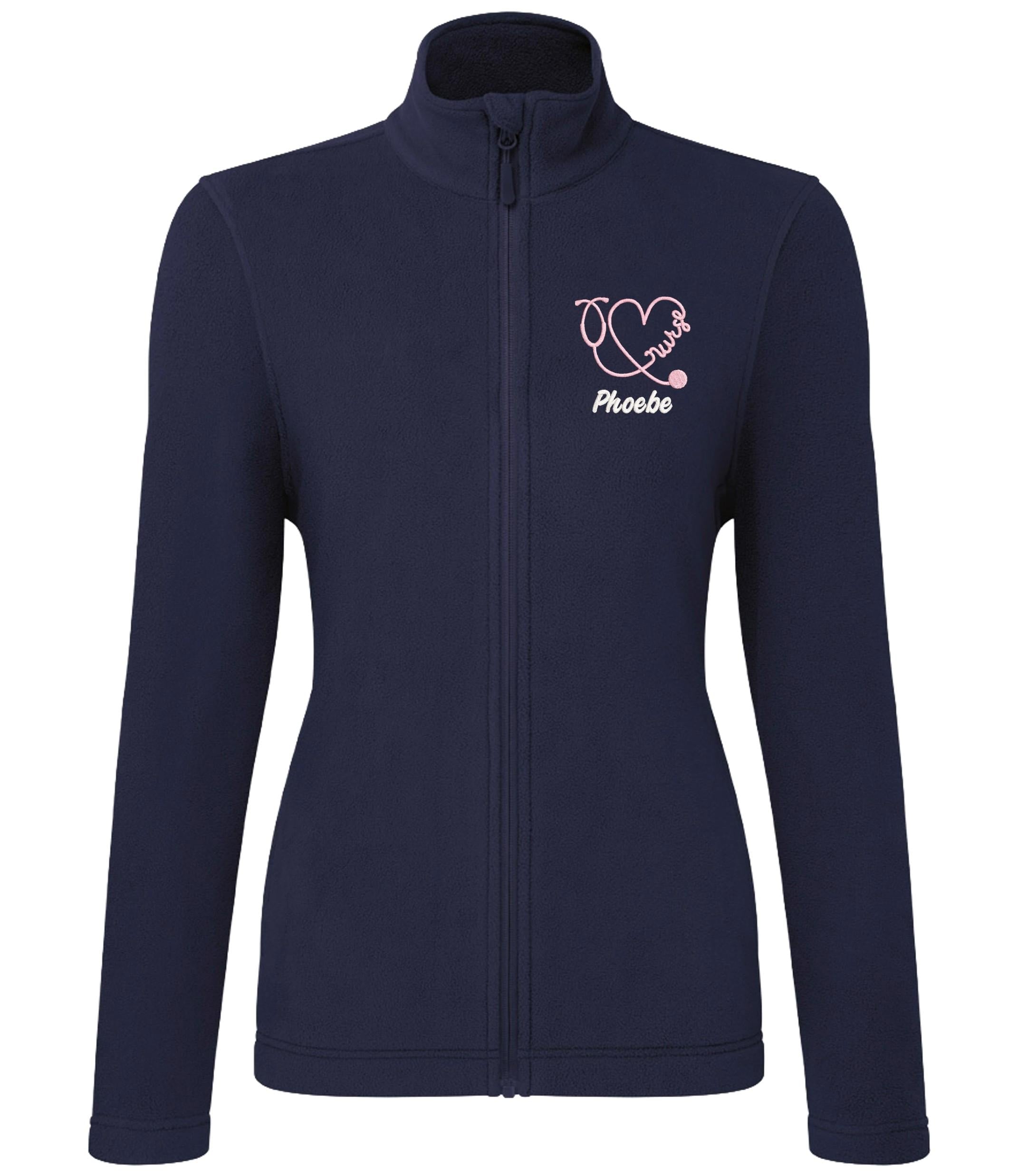 Embroidered Personalised Nurse Microfleece Custom Name Hospital Staff Uniform Fleece Jacket