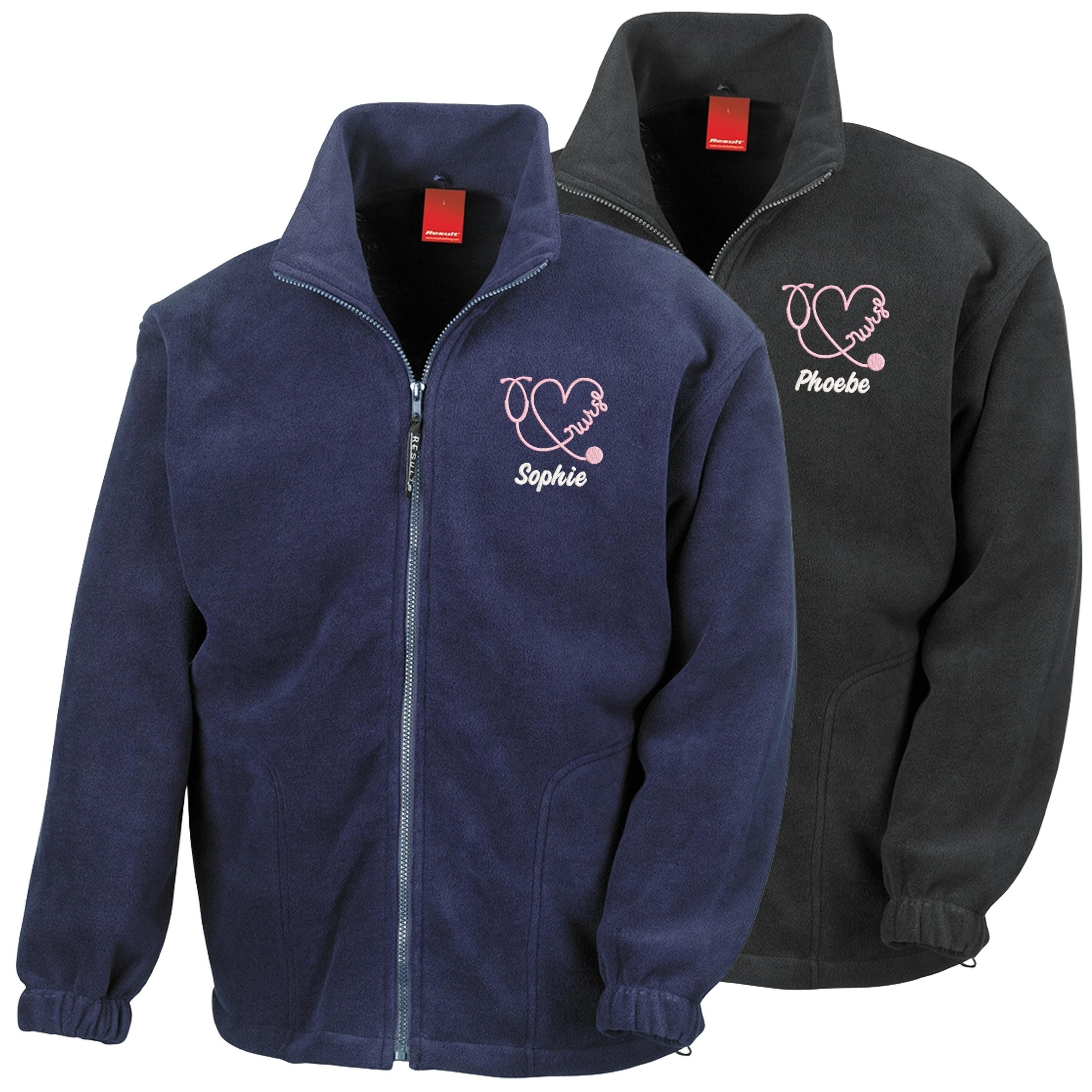 Embroidered Personalised Nurse Heavyweight Fleece Custom Name Hospital Staff Uniform Jacket