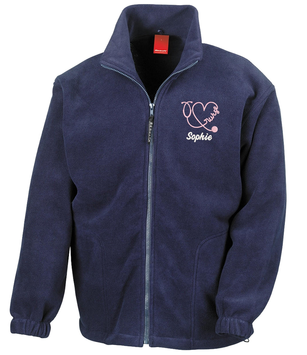 Embroidered Personalised Nurse Heavyweight Fleece Custom Name Hospital Staff Uniform Jacket