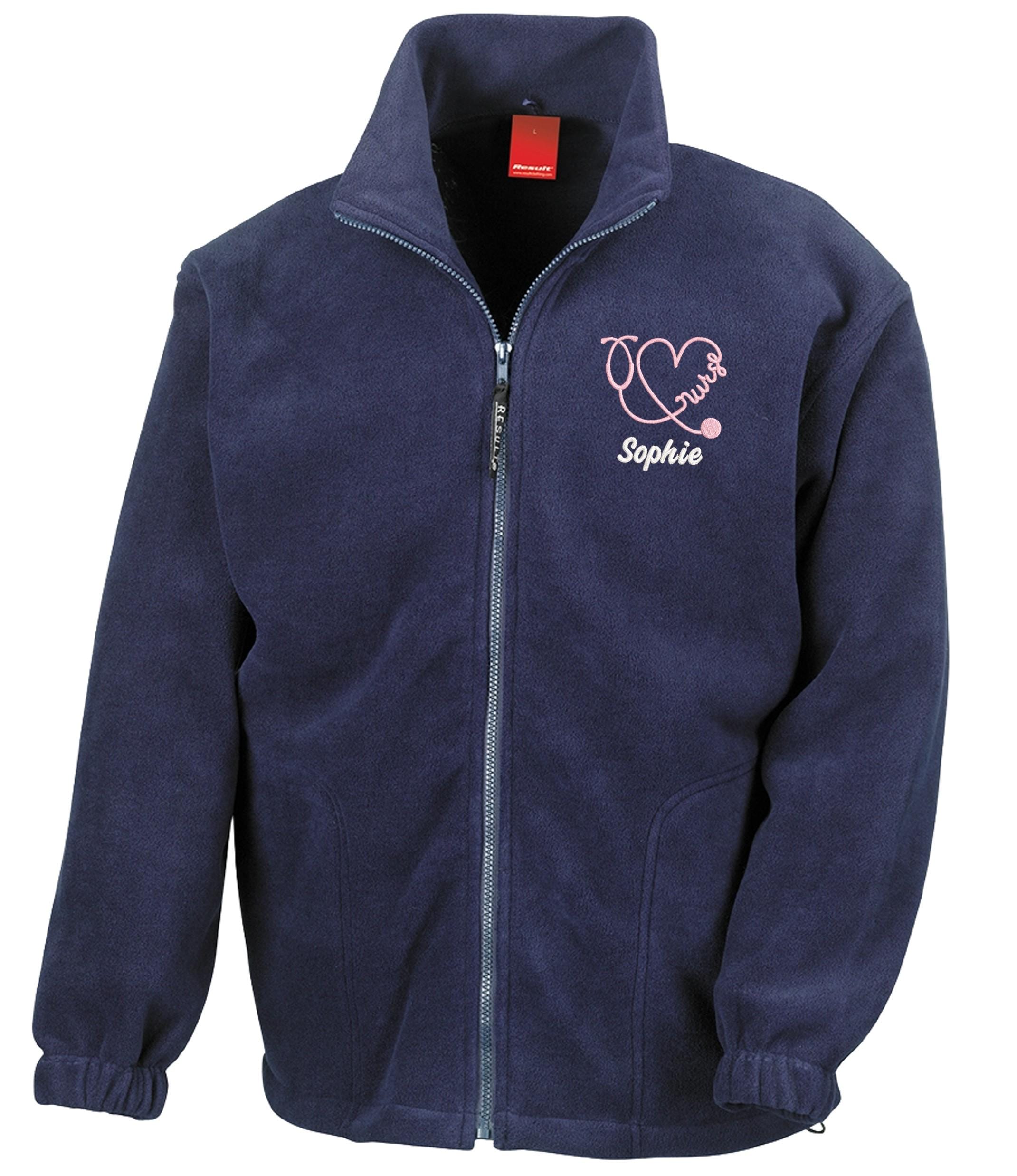 Embroidered Personalised Nurse Heavyweight Fleece Custom Name Hospital Staff Uniform Jacket