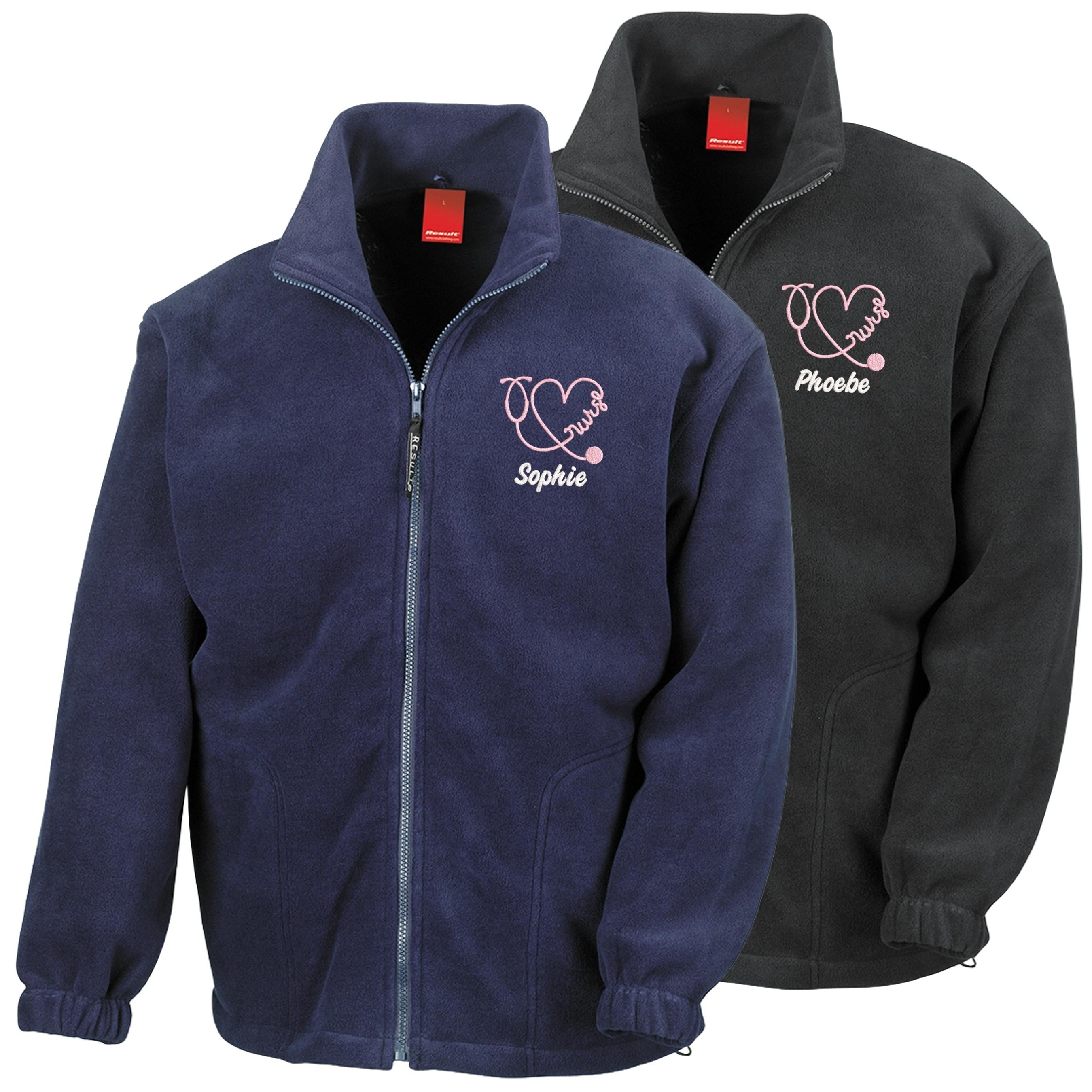 Embroidered Personalised Nurse Heavyweight Fleece Custom Name Hospital Staff Uniform Jacket