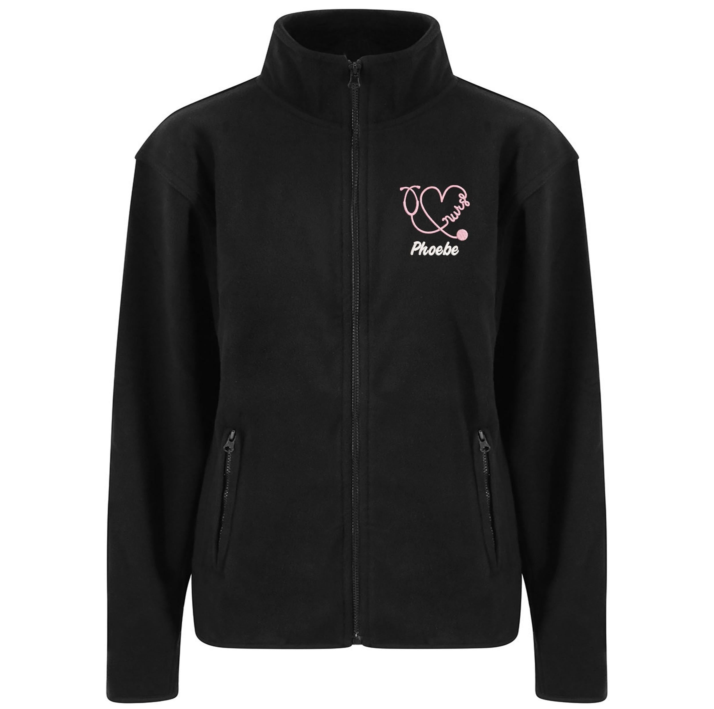 Embroidered Personalised Nurse Microfleece Custom Name Hospital Staff Uniform Fleece Jacket