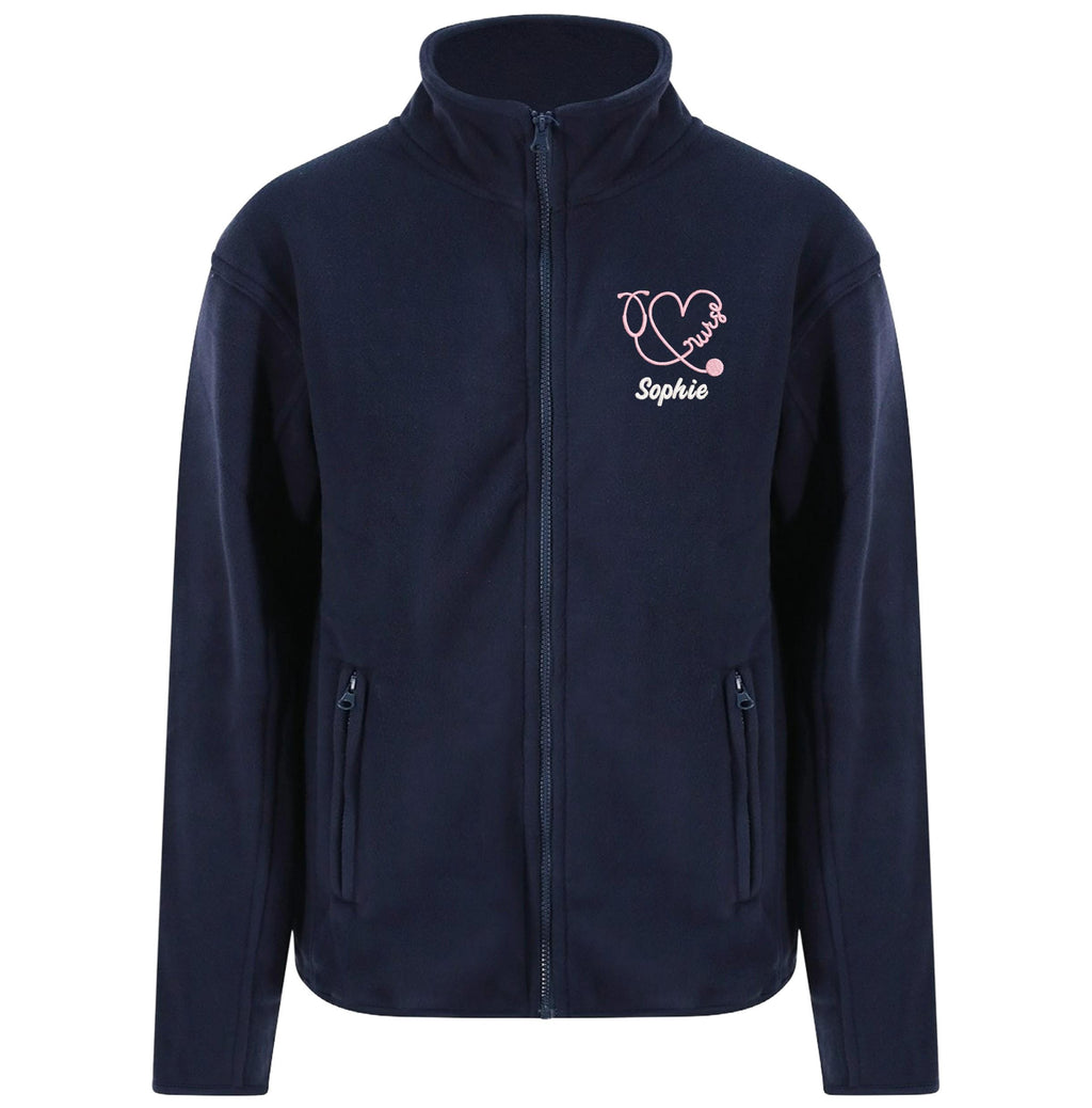 Embroidered Personalised Nurse Microfleece Custom Name Hospital Staff Uniform Fleece Jacket