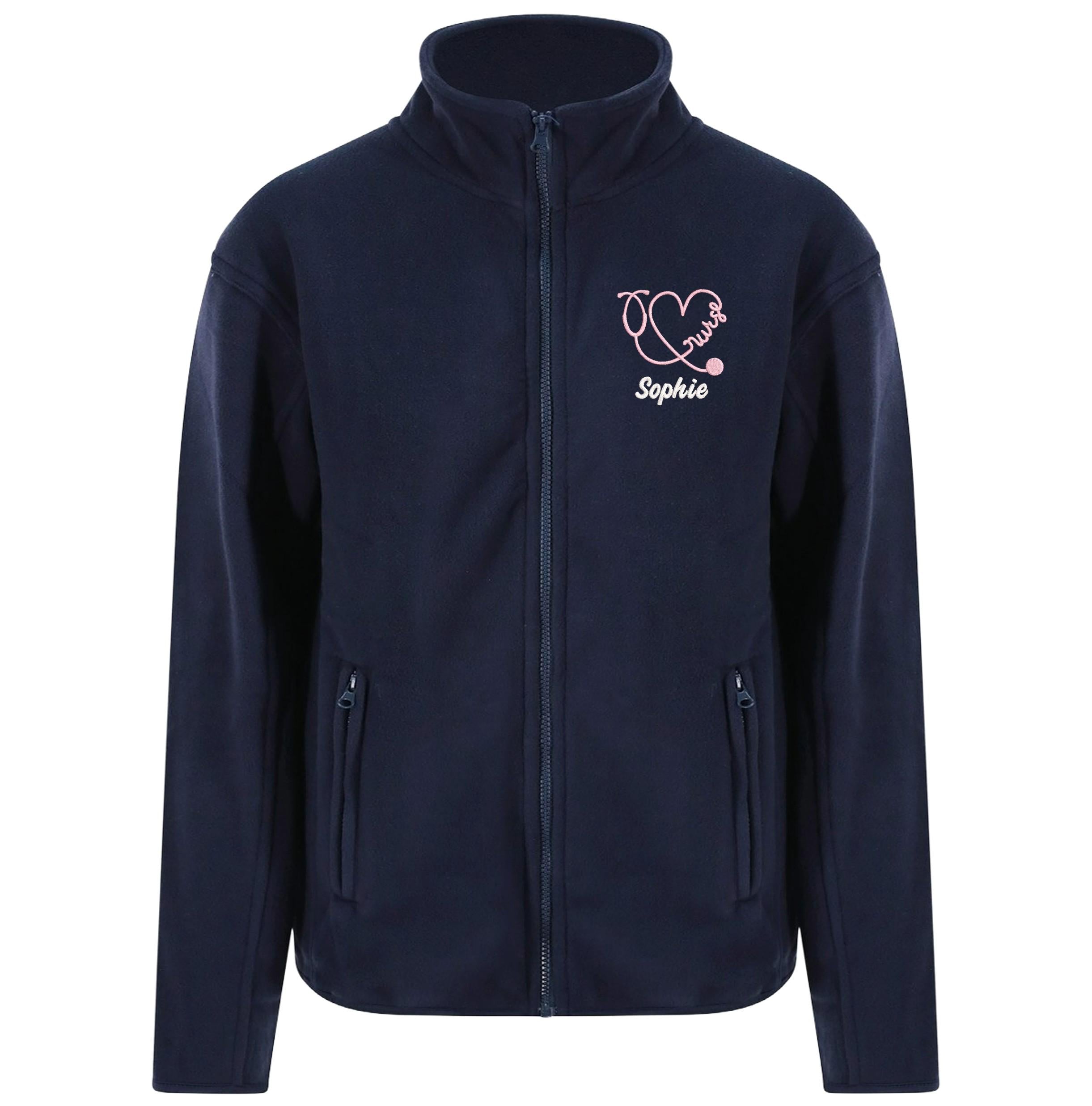 Embroidered Personalised Nurse Microfleece Custom Name Hospital Staff Uniform Fleece Jacket