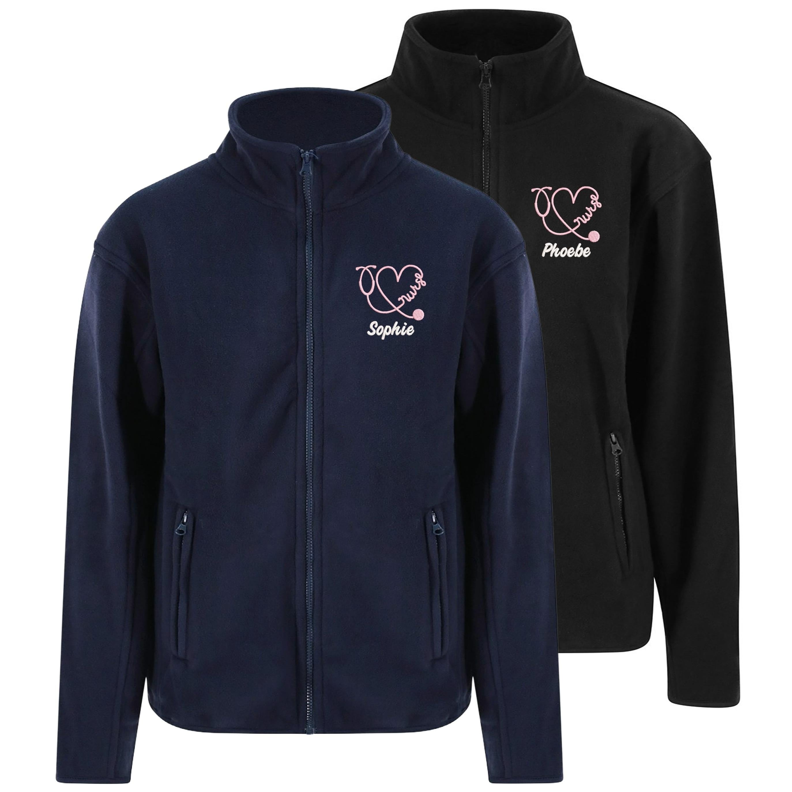 Embroidered Personalised Nurse Microfleece Custom Name Hospital Staff Uniform Fleece Jacket