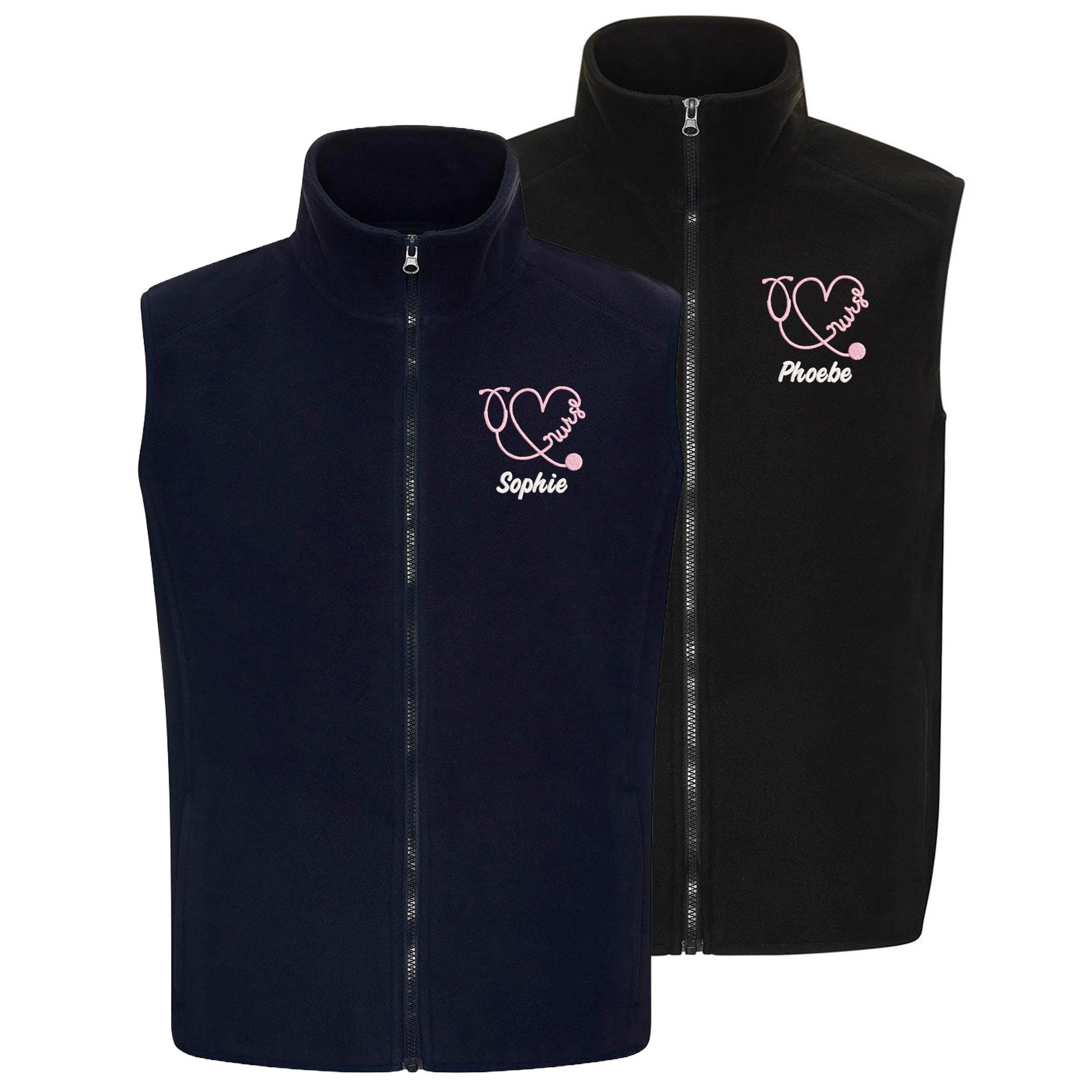Embroidered Personalised Nurse Fleece Bodywarmer Custom Name Hospital Staff Uniform Jacket