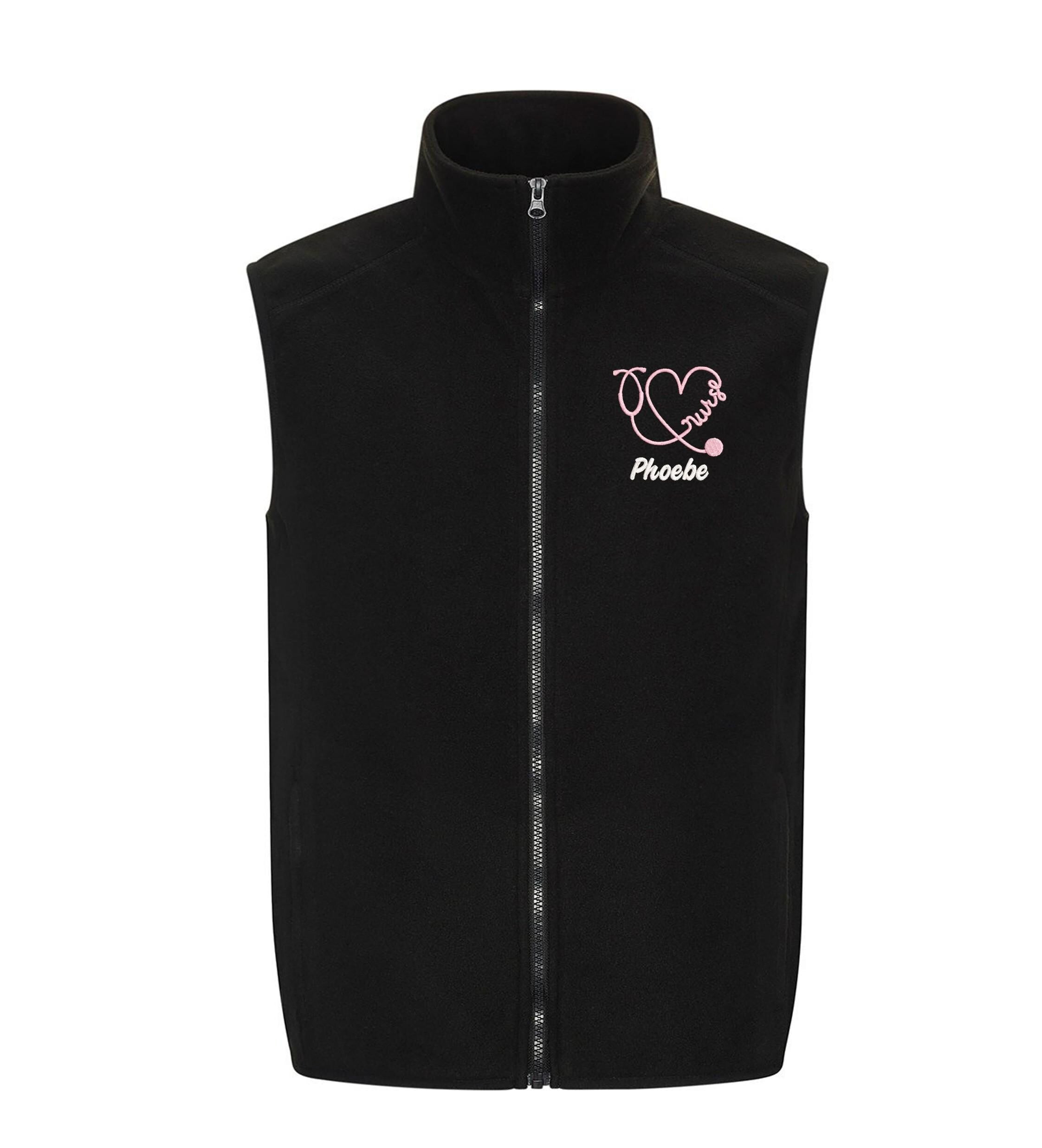 Embroidered Personalised Nurse Fleece Bodywarmer Custom Name Hospital Staff Uniform Jacket