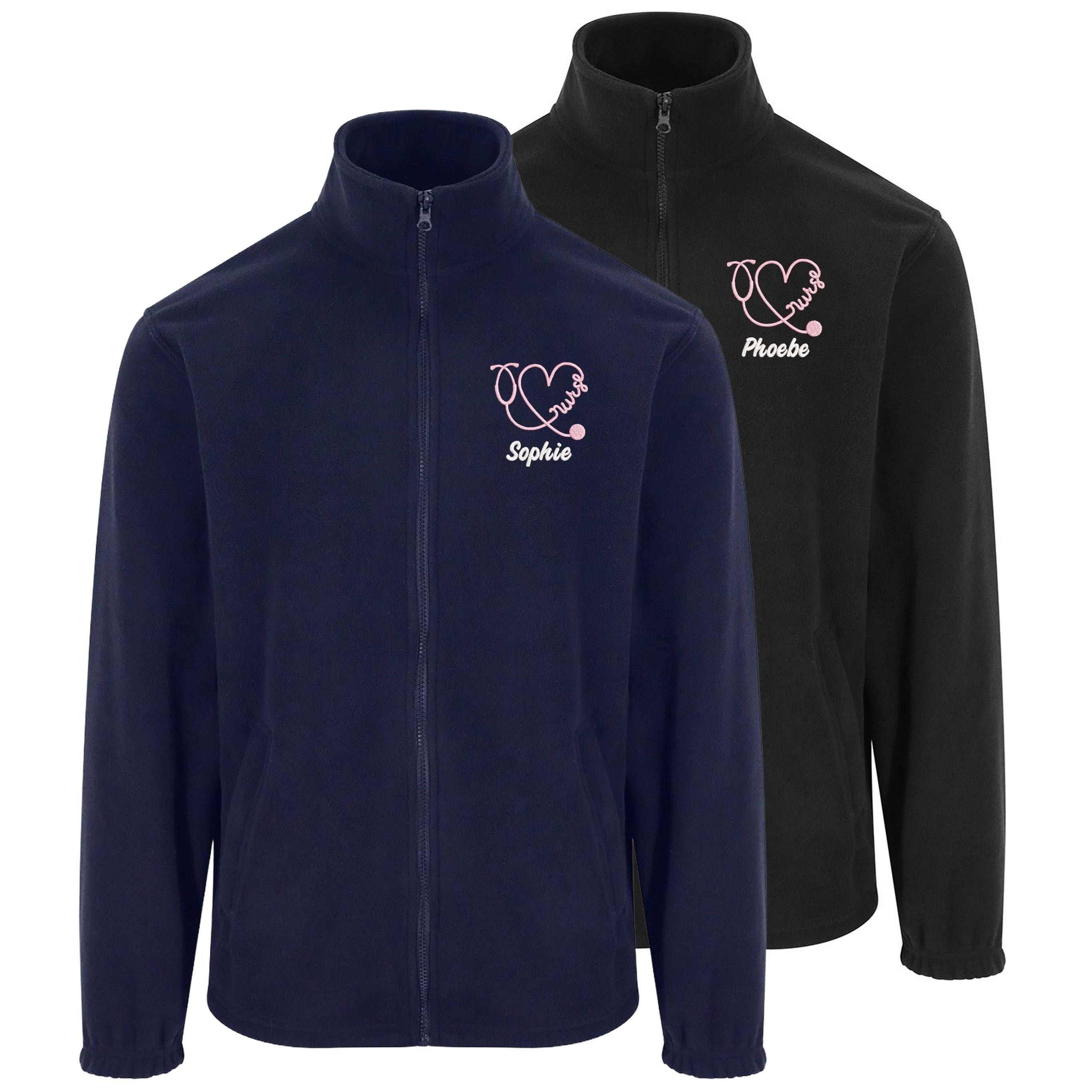 Embroidered Personalised Nurse Fleece Custom Name Hospital Staff Uniform Jacket