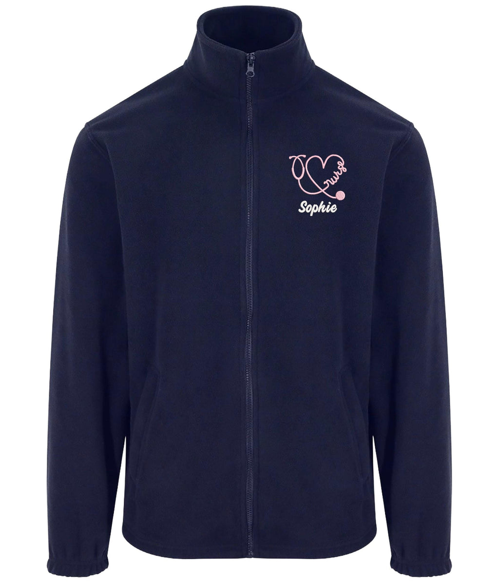 Embroidered Personalised Nurse Fleece Custom Name Hospital Staff Uniform Jacket