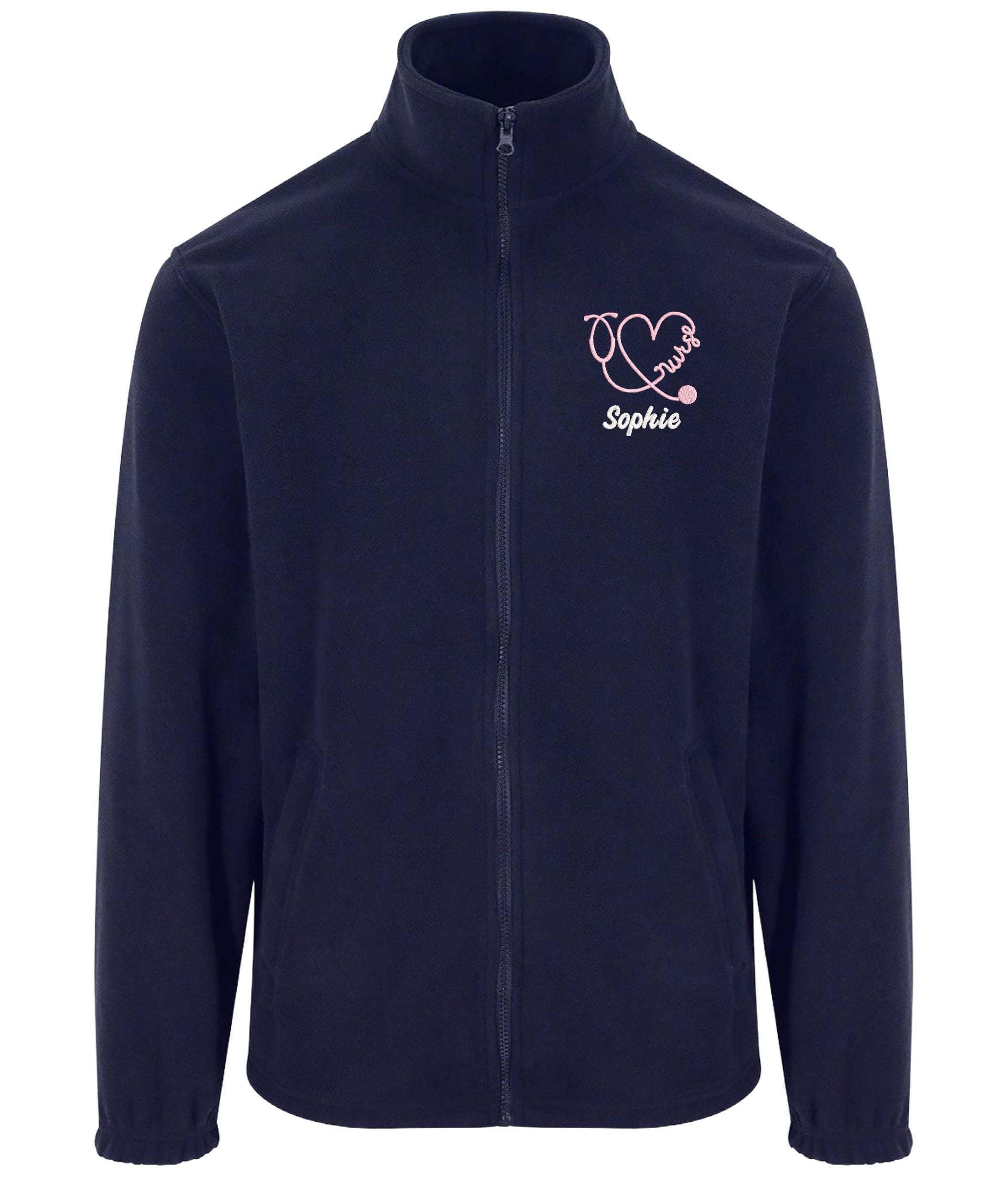 Embroidered Personalised Nurse Fleece Custom Name Hospital Staff Uniform Jacket