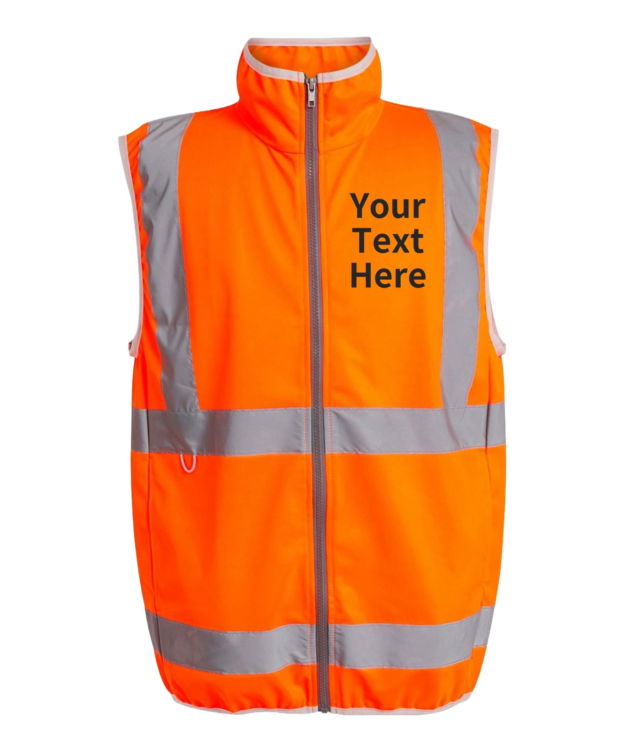 Adults Personalised Text Hi-Vis Full Zip Gilet Custom Business Company Name Reflective Waistcoat Safety Vest
