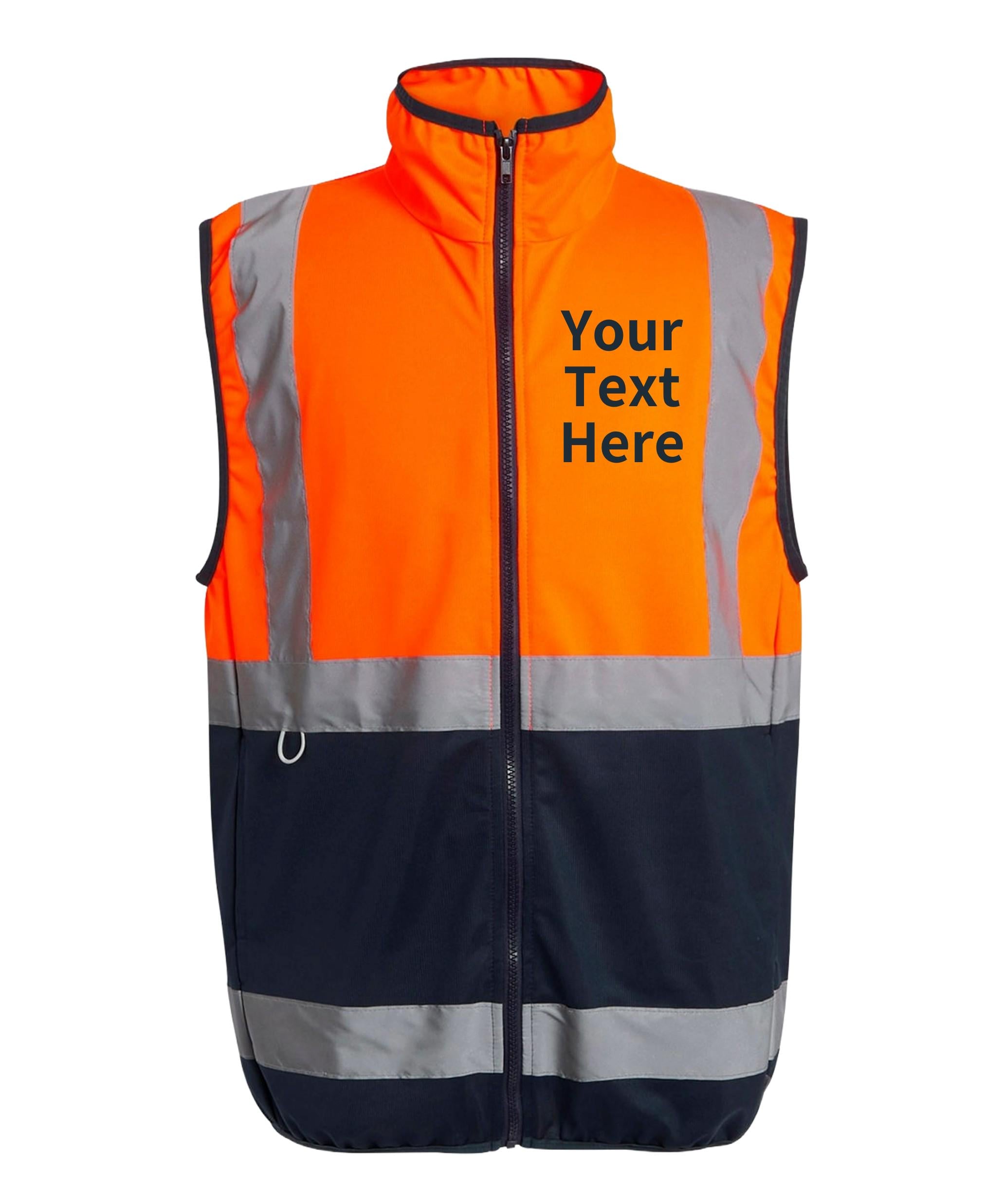 Adults Personalised Text Hi-Vis Full Zip Gilet Custom Business Company Name Reflective Waistcoat Safety Vest