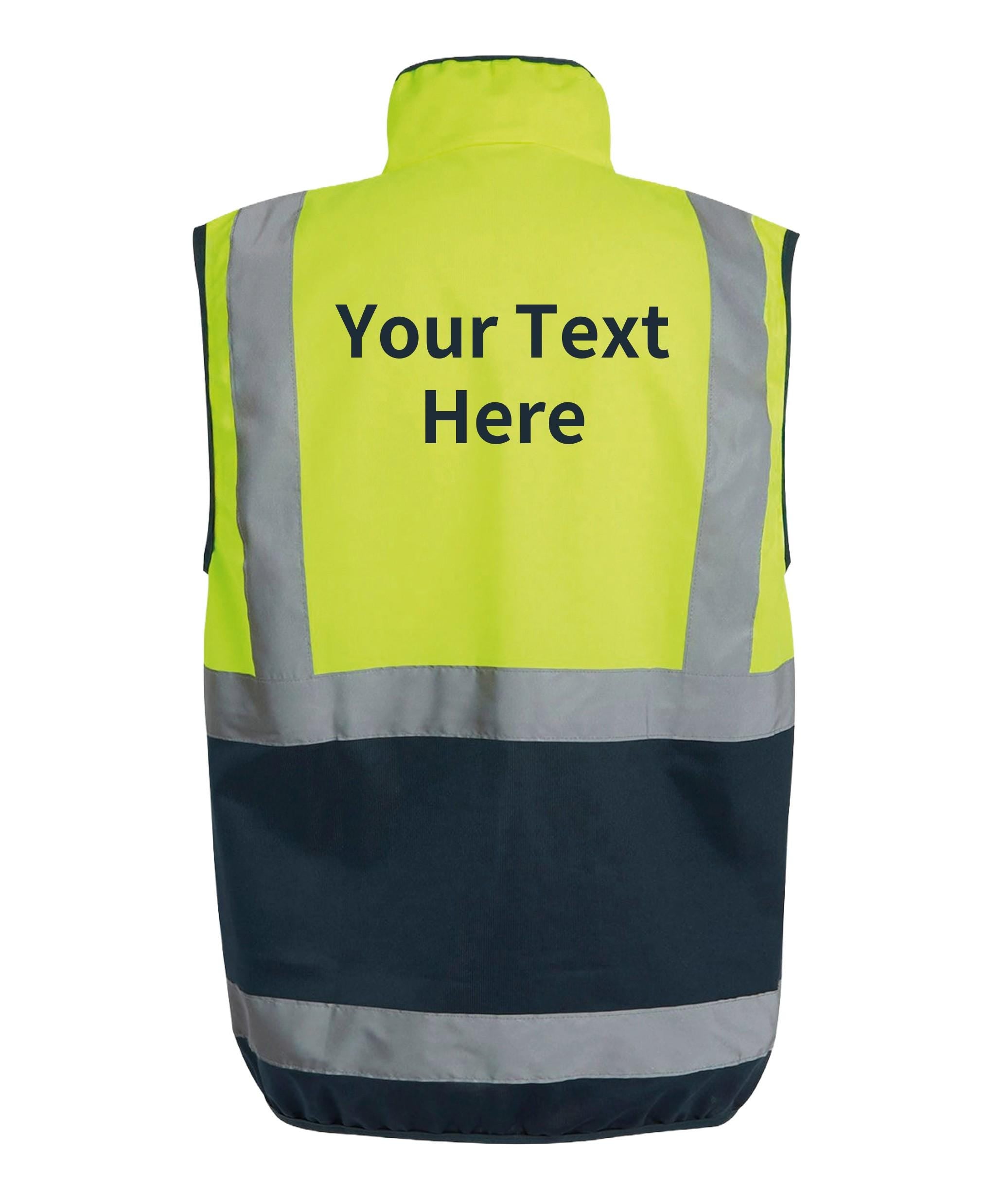 Adults Personalised Text Hi-Vis Full Zip Gilet Custom Business Company Name Reflective Waistcoat Safety Vest