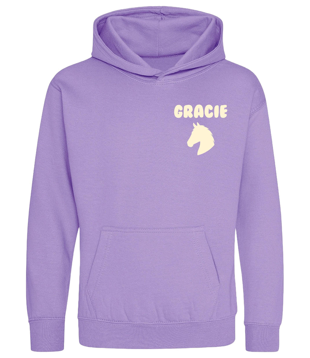Girls Personalised Name Horse Riding Hoodie Pony Rider Club Sweatshirt Jacket