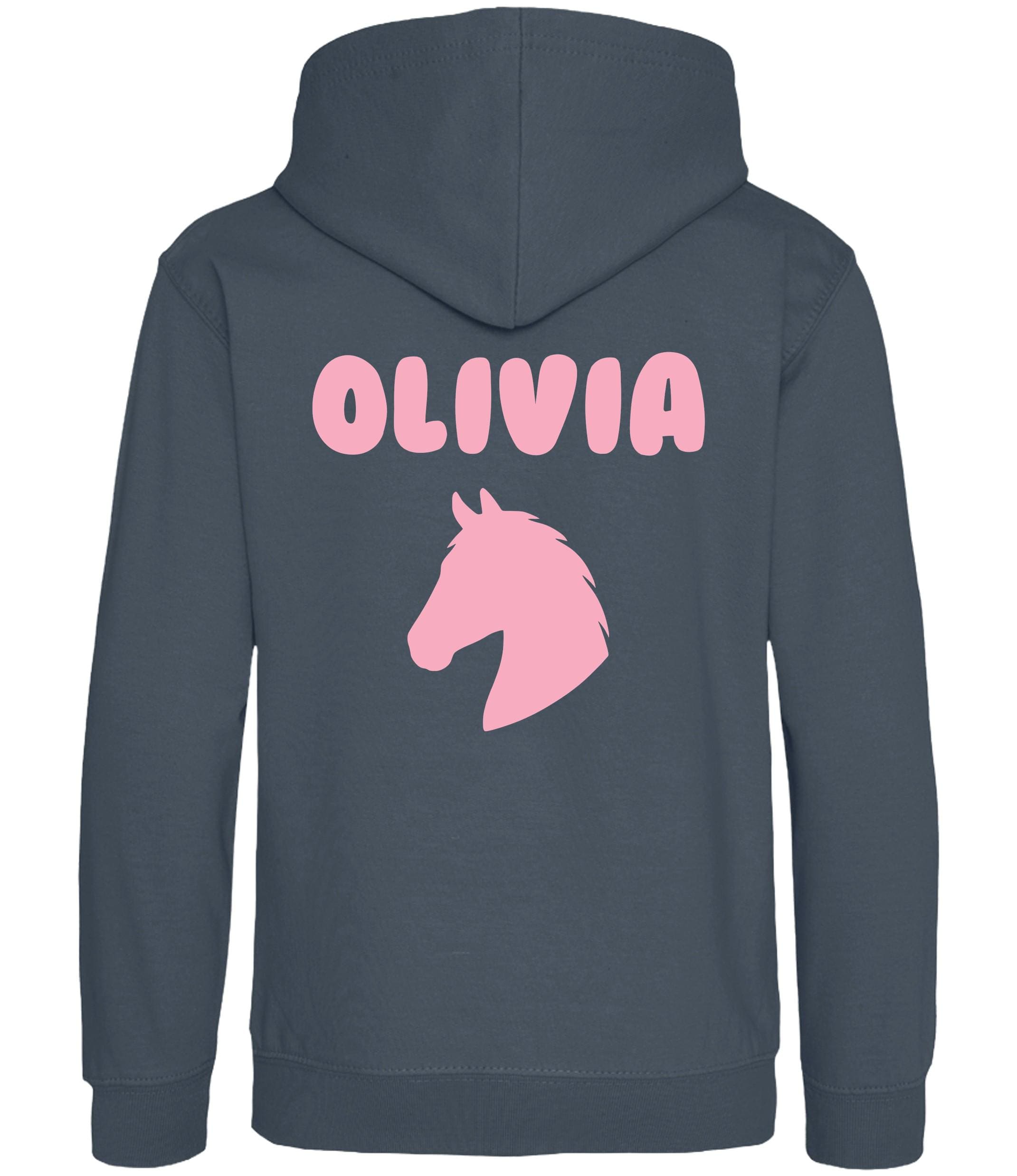 Girls Personalised Name Horse Riding Hoodie Pony Rider Club Sweatshirt Jacket