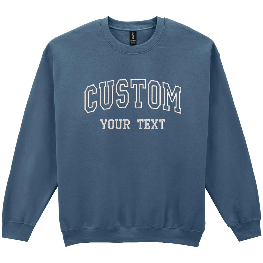 Embroidered Personalised Adults Sweatshirt 23 Colours S-5XL Varsity College Custom Design Your Text