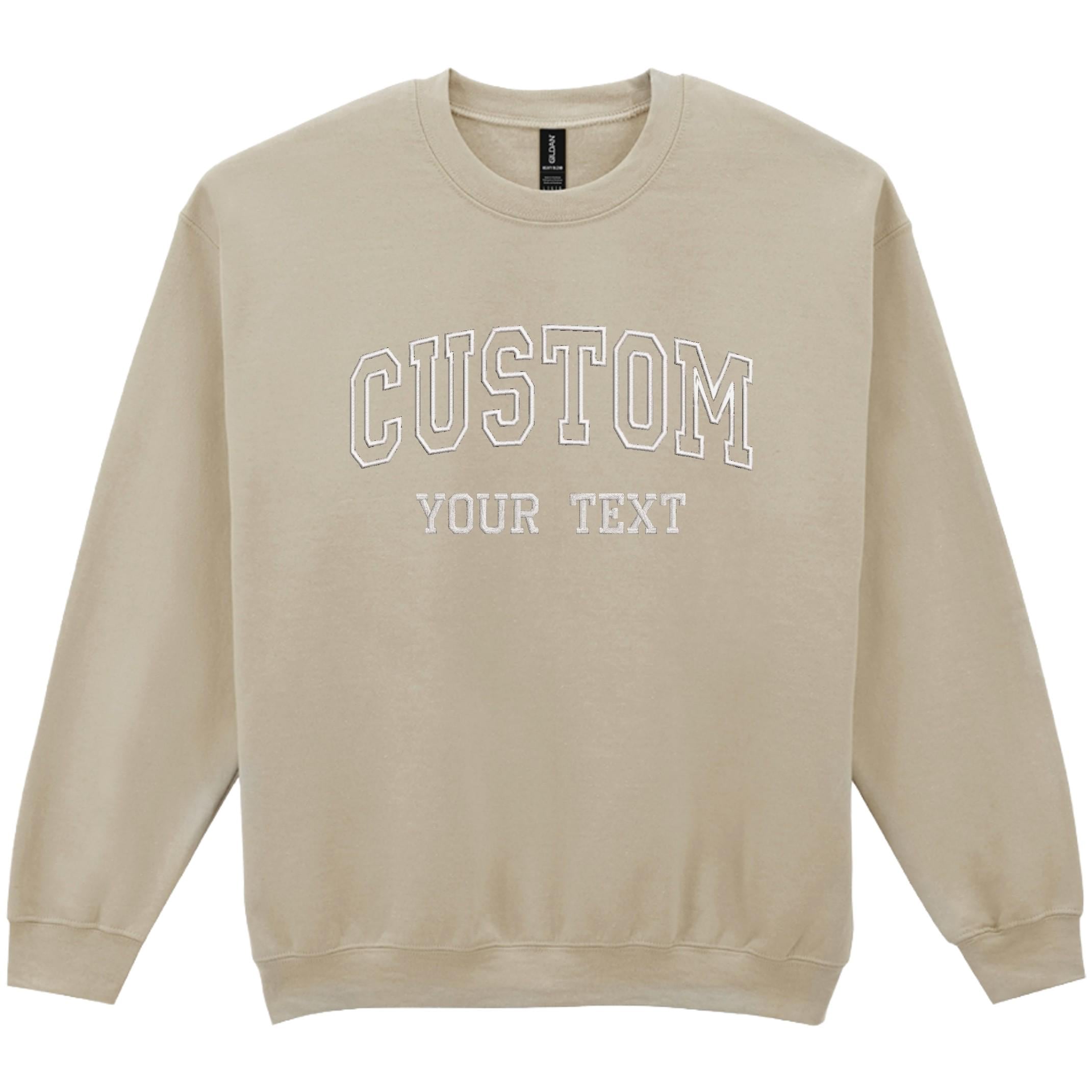 Embroidered Personalised Adults Sweatshirt 23 Colours S-5XL Varsity College Custom Design Your Text