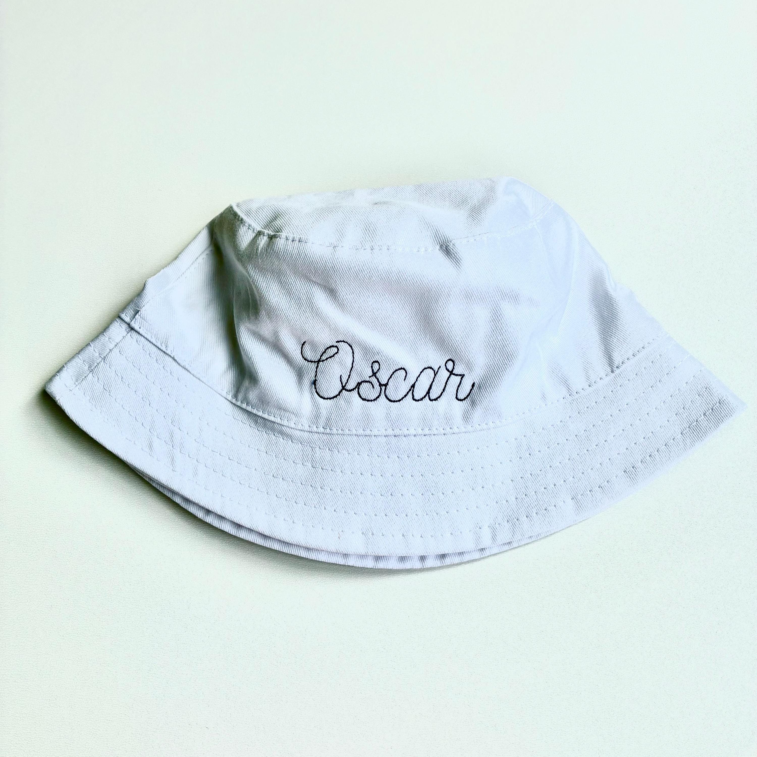 Embroidered Personalised Baby, Toddler, Kids Personalised Name Cotton Bucket Summer Sun Hat