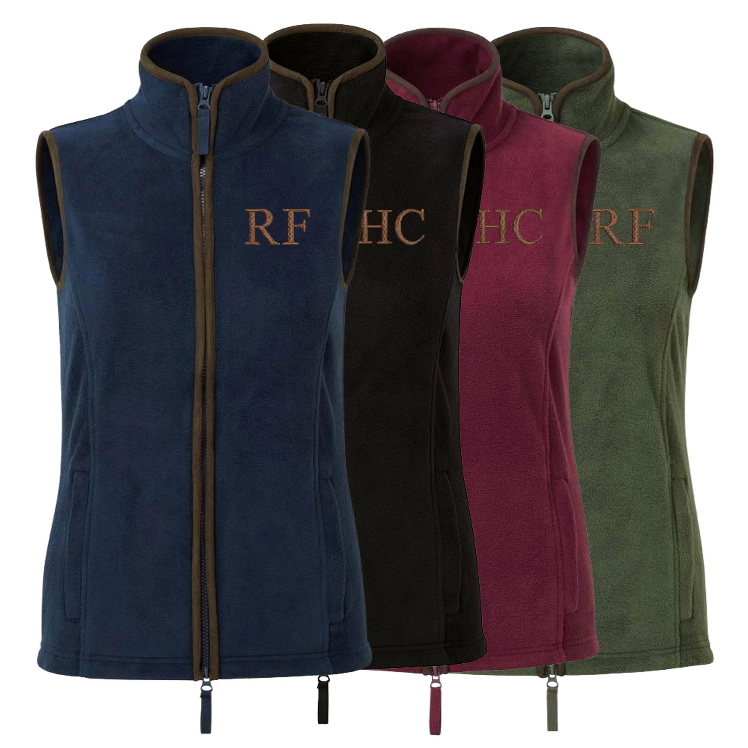 Embroidered Personalised Fleece Gilet Custom Initials Ladies Country Farmer Bodywarmer Jacket