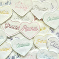 Personalised Embroidered Name Heart Patch Iron On & Sew On Custom Text Badge