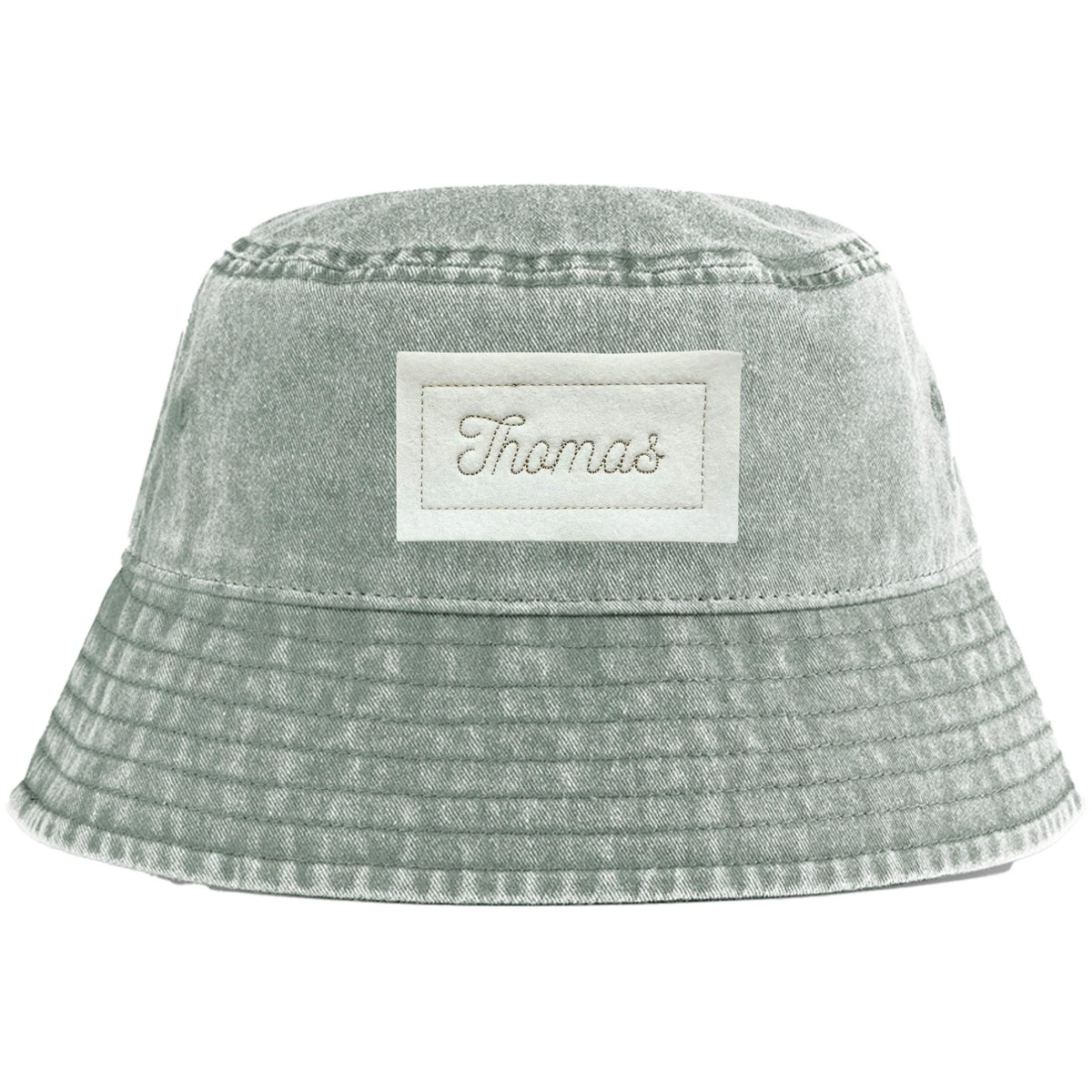 Embroidered Personalised Name Patch Childrens Bucket Hat Custom Text Summer Sun