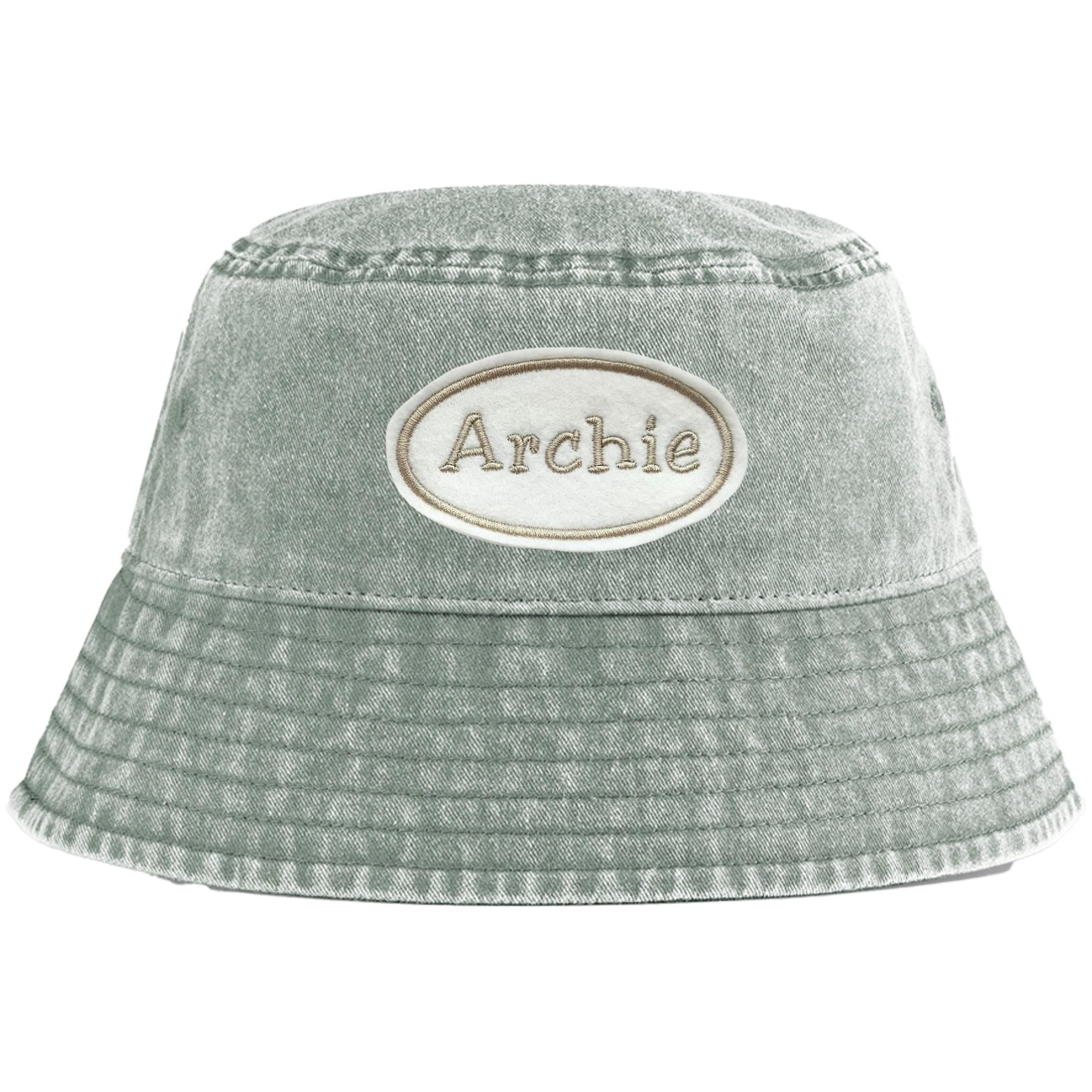 Embroidered Personalised Name Patch Childrens Bucket Hat Custom Text Summer Sun