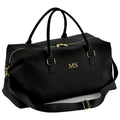 Personalised Embroidered Initials Vegan Faux Leather Weekend Holdall Bag With Detachable Strap - Custom Monogram Gifts For Her