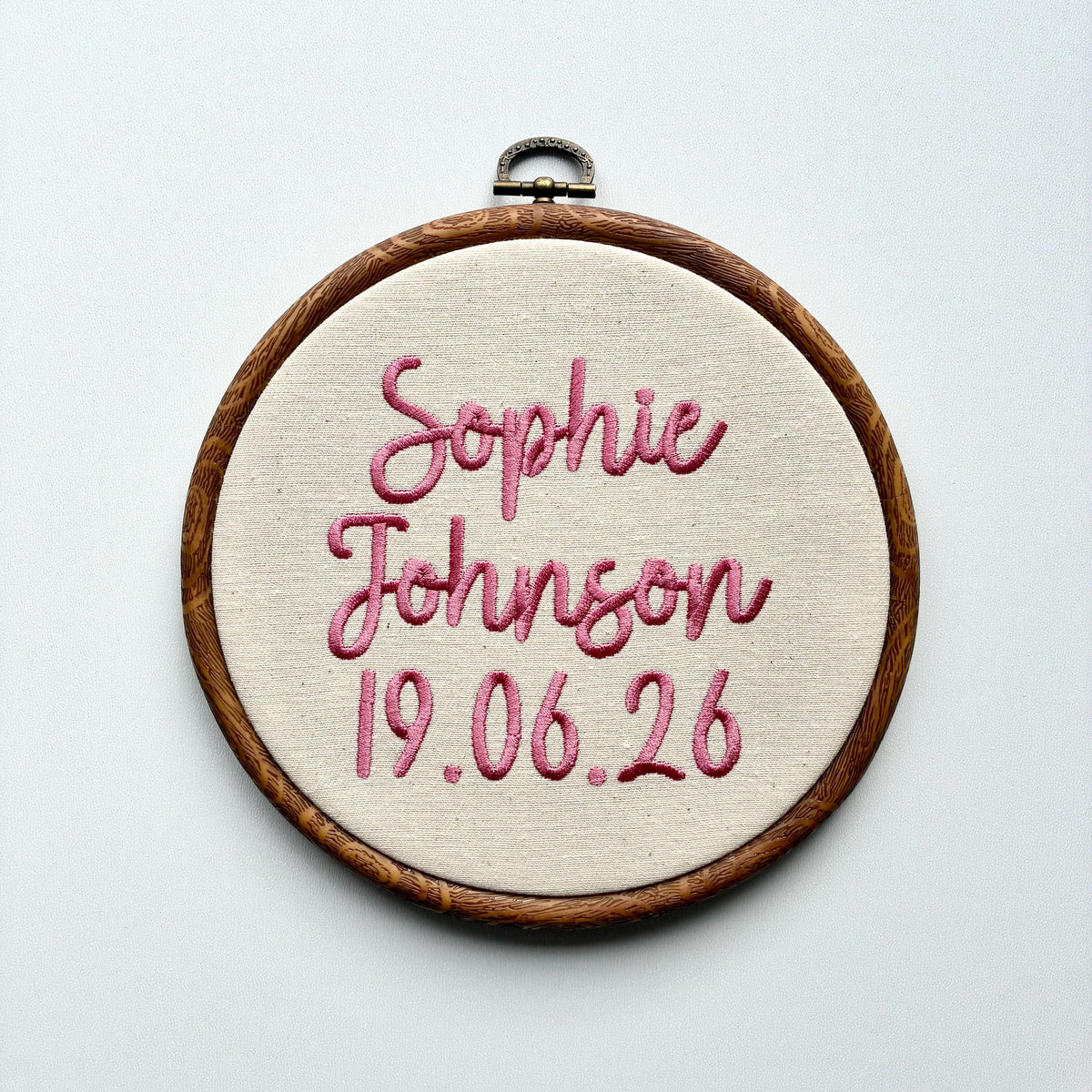 Personalised Embroidery Hoop – Custom Name Embroidered Vintage Art Nursery Decor Baby Shower Birth Announcement Gift