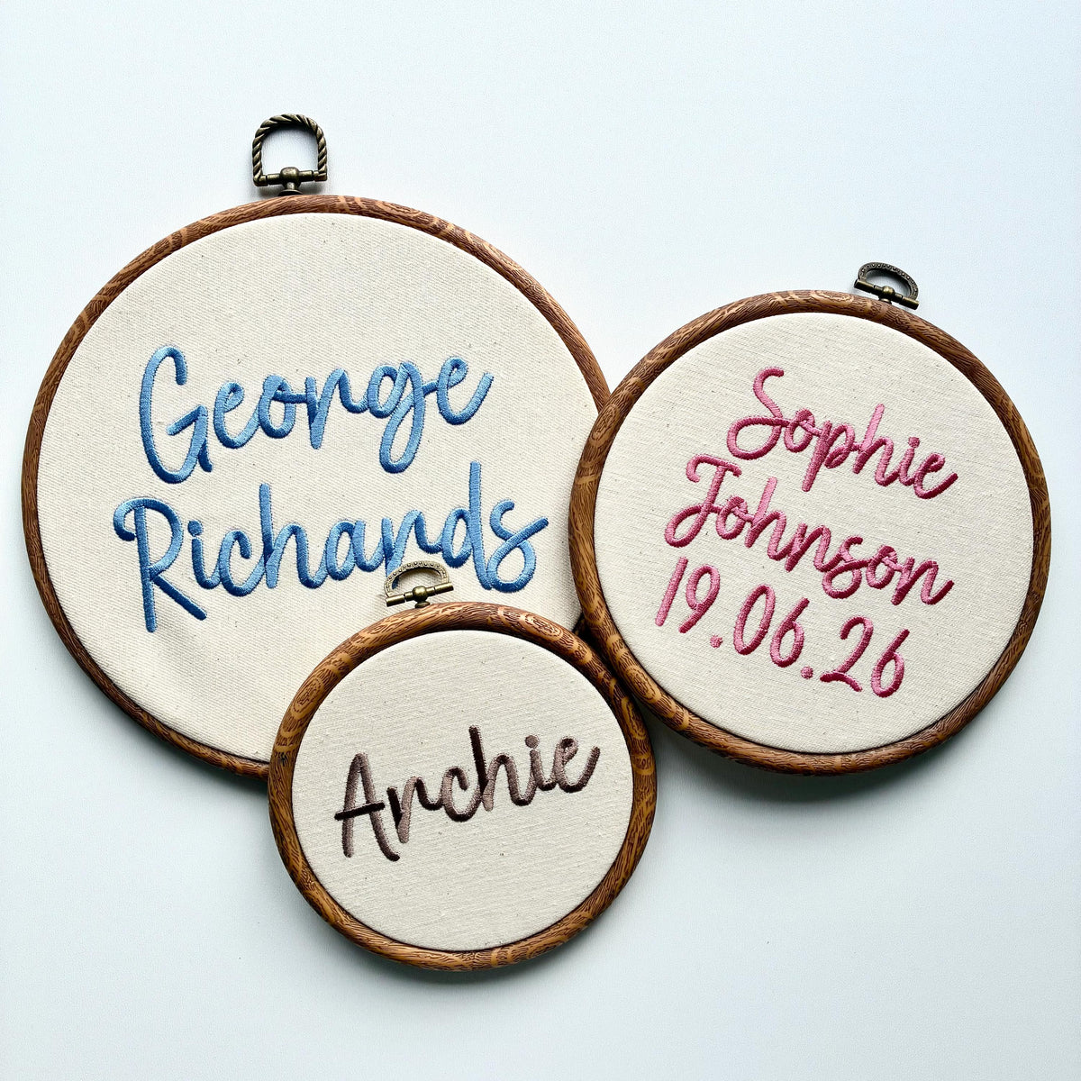 Personalised Embroidery Hoop – Custom Name Embroidered Vintage Art Nursery Decor Baby Shower Birth Announcement Gift