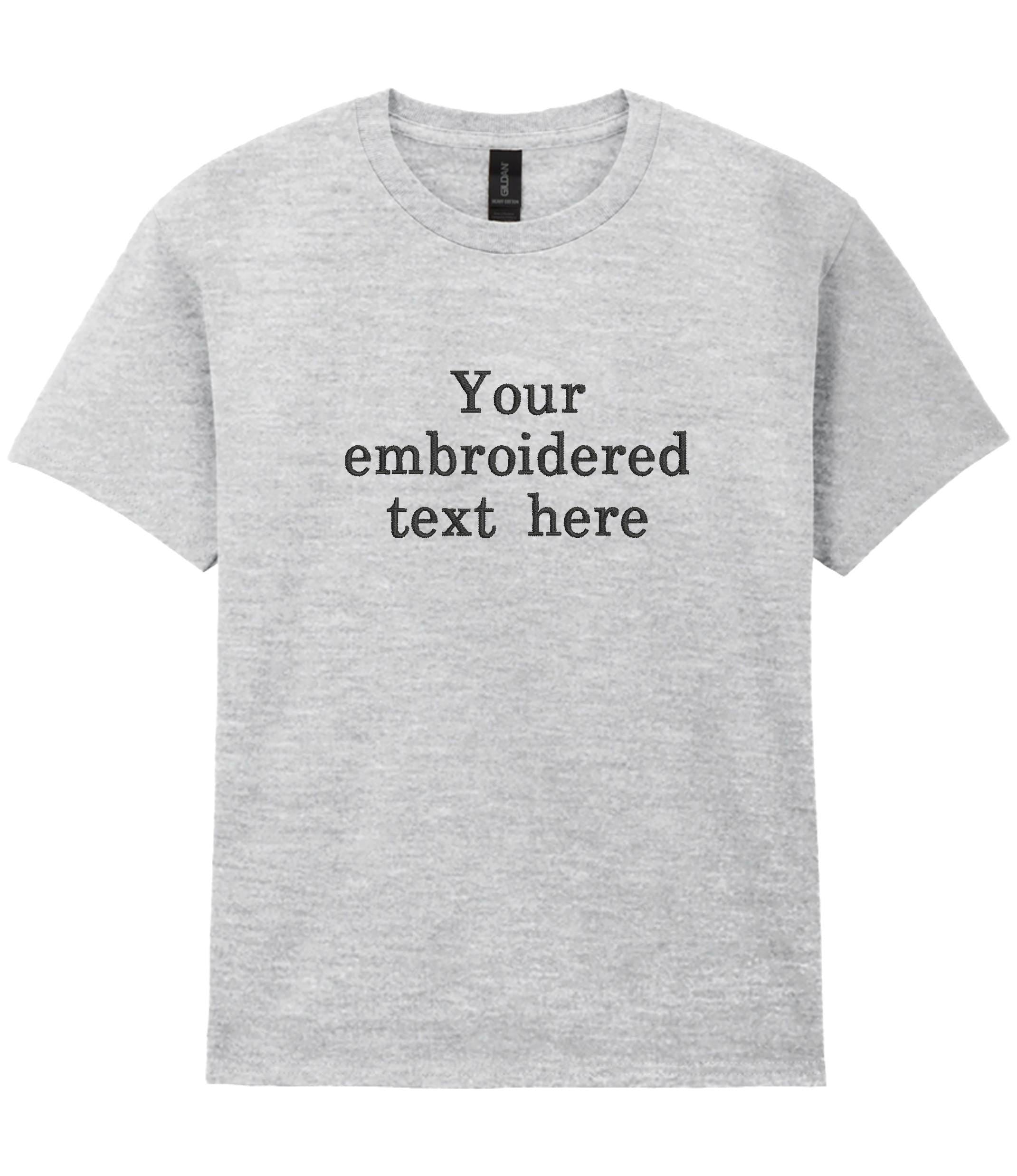 Embroidered Personalised Kids T-Shirt Custom Design Your Text