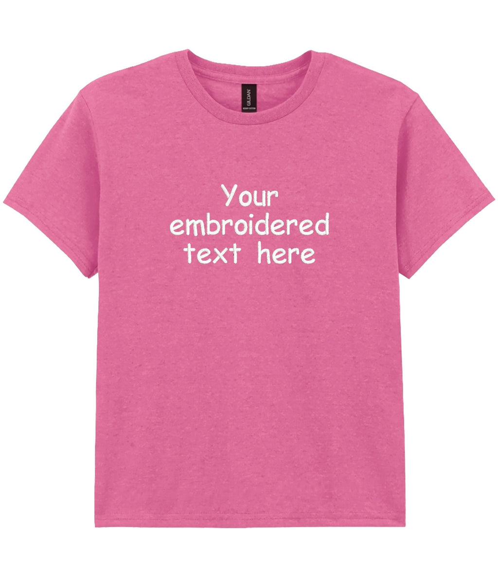 Embroidered Personalised Kids T-Shirt Custom Design Your Text