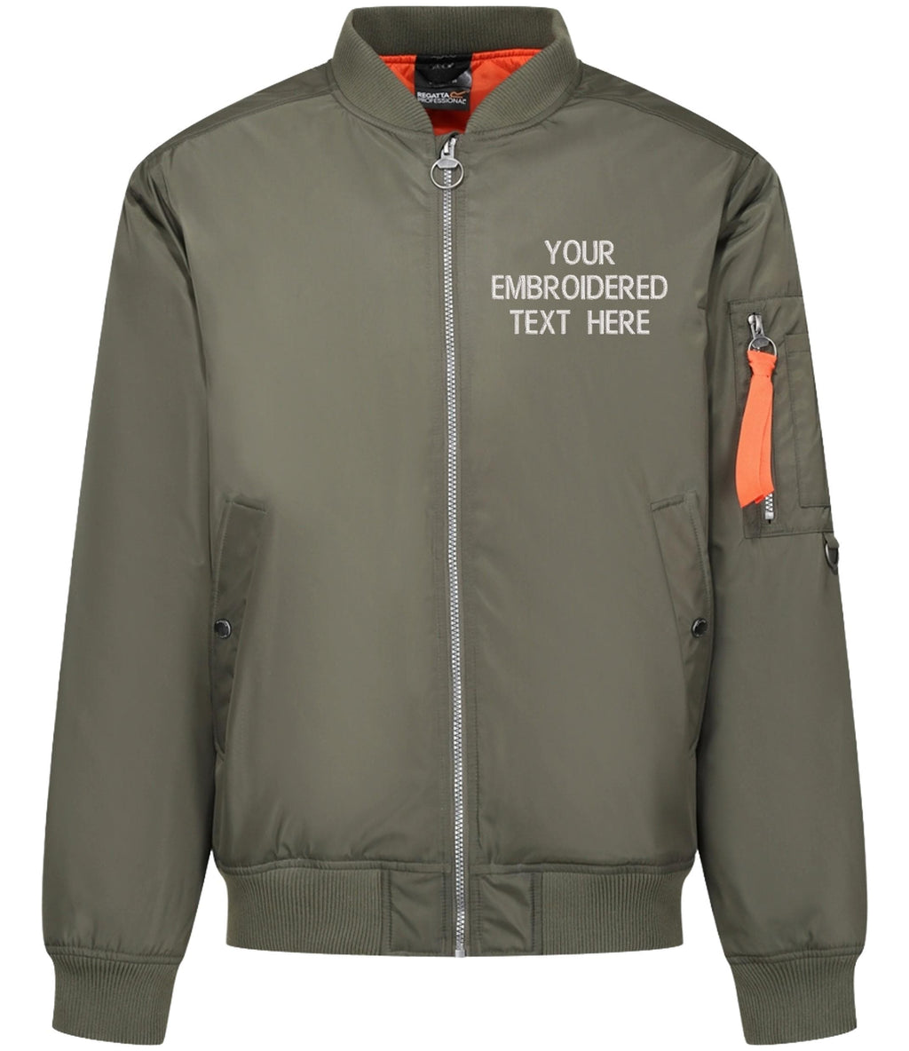 Embroidered Personalised Text Pilot Jacket Military Army Custom Name Bomber Coat